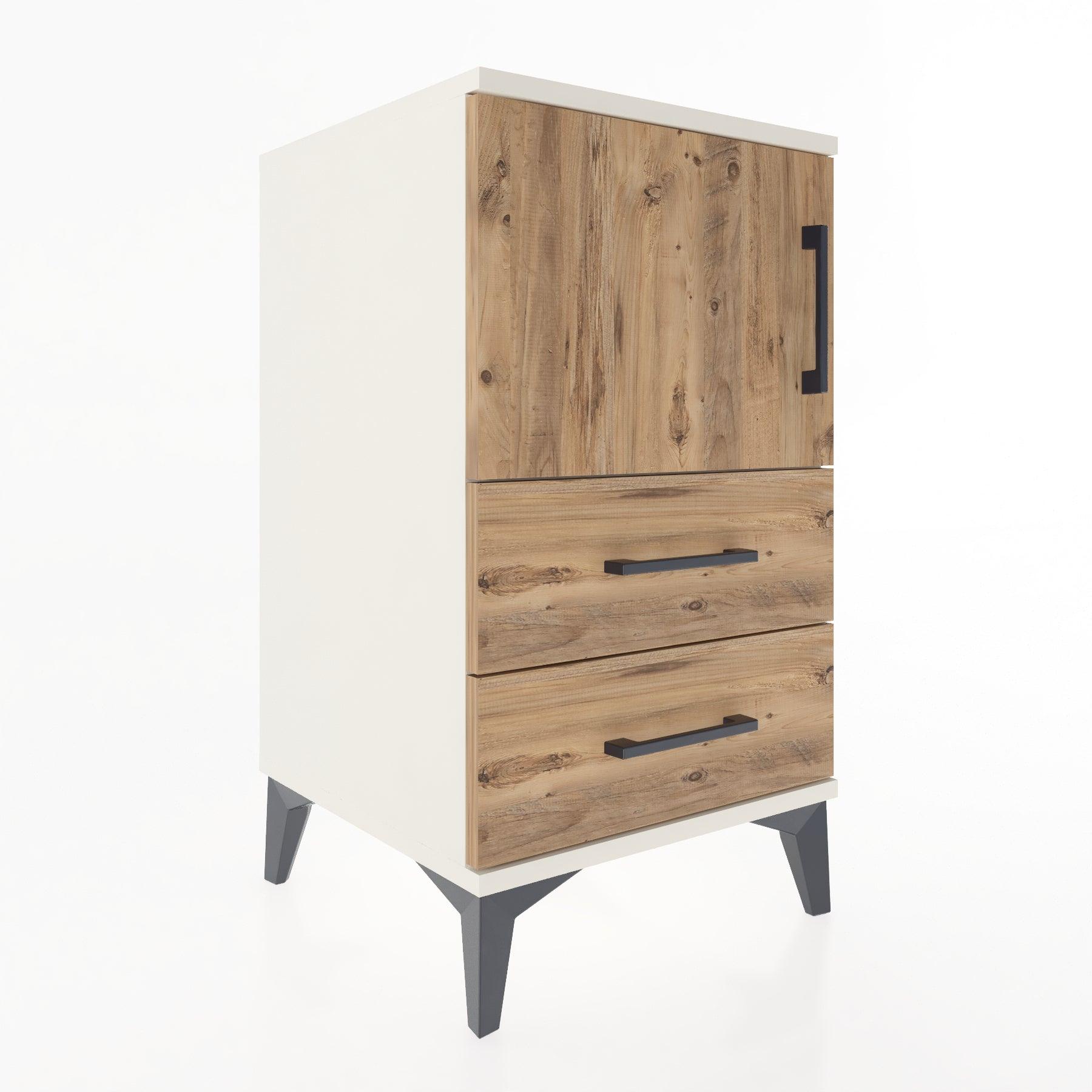 Woodntry Modular Nightstand Moonstone 44x44x68 cm with Cover and Drawer KC12-1