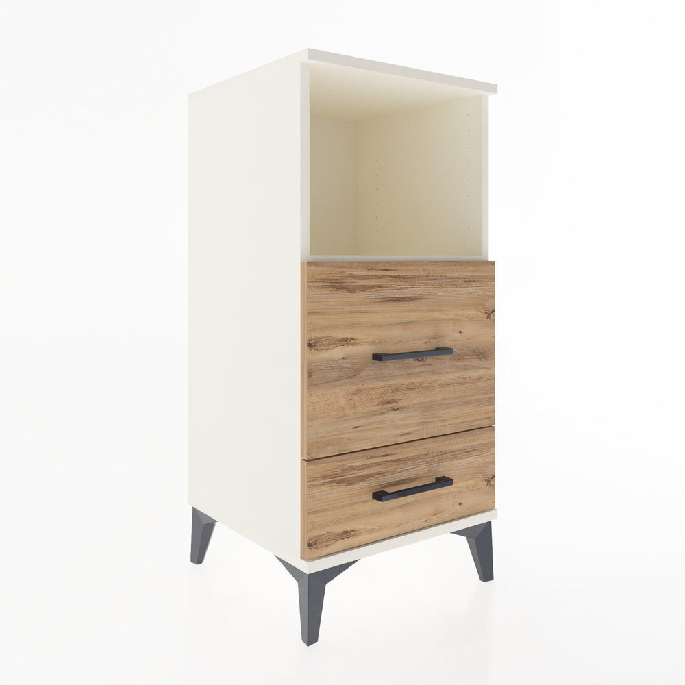 Woodntry Modular Nightstand Moonstone 44x44x84 cm with Drawer and Shelf CR12-1