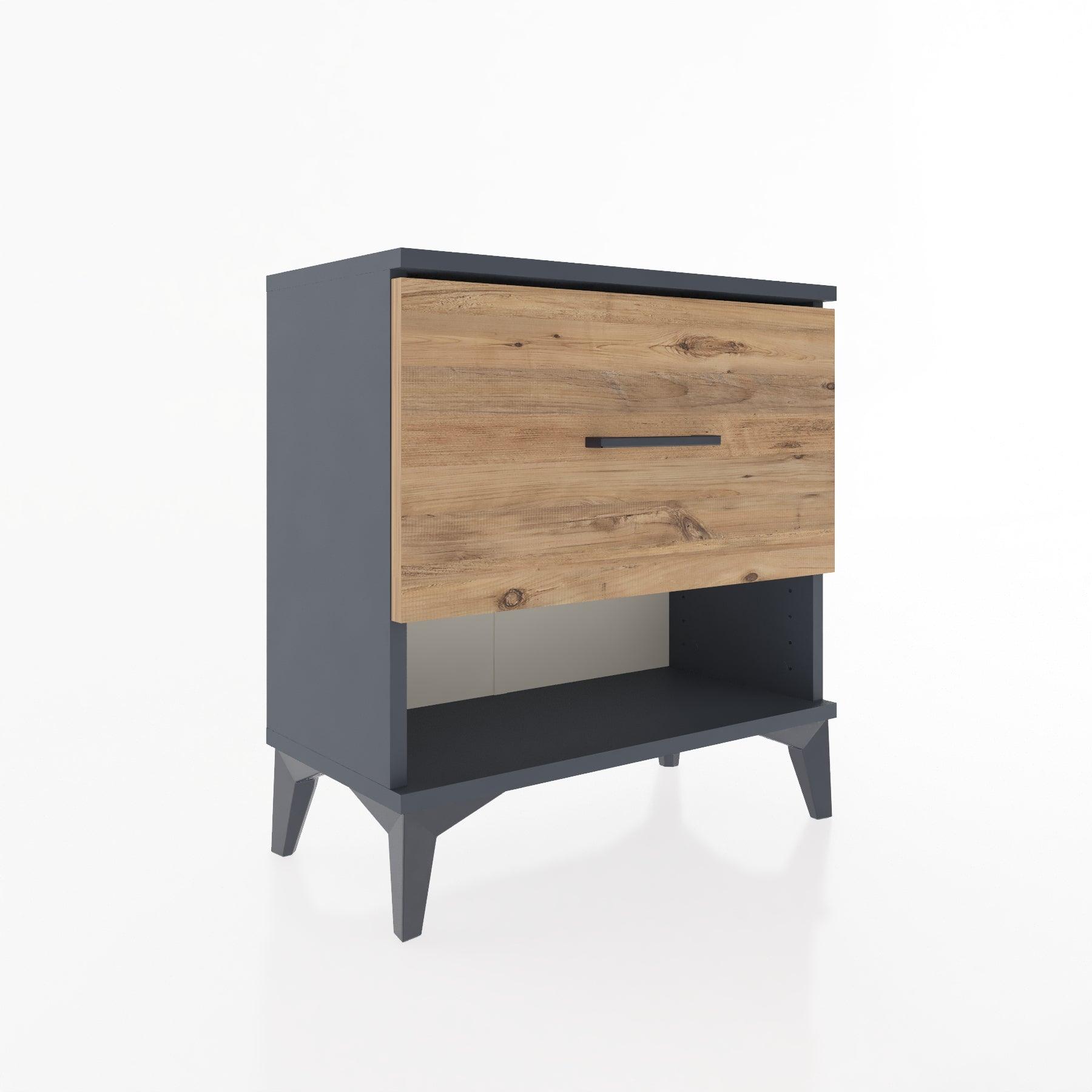 Woodntry Modular Nightstand Anthracite 60x30x52 cm with Drawers and Shelves CR12-2