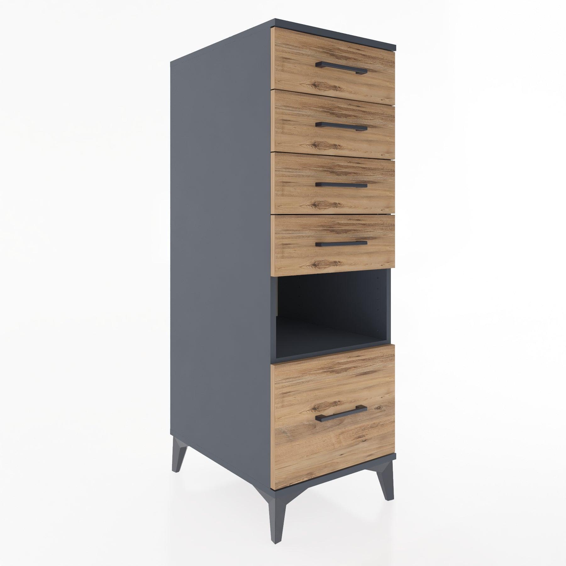 Woodntry Modular Cabinet Anthracite 44x30x122 cm with Drawers and Shelves CR12-2