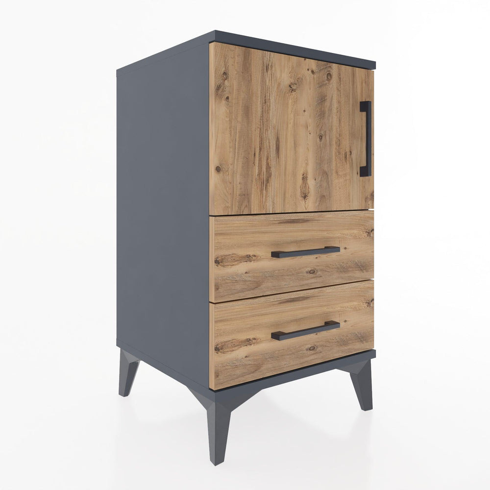 Woodntry Modular Nightstand Anthracite 44x44x68 cm with Cover and Drawer KC12-2