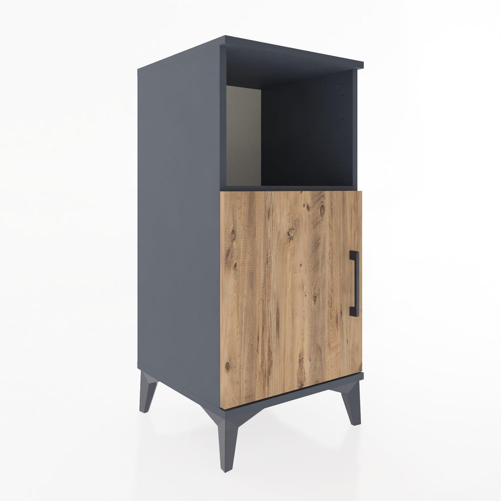 Woodntry Modular Nightstand Anthracite 44x44x84 cm with Cover and Shelf KR34-2