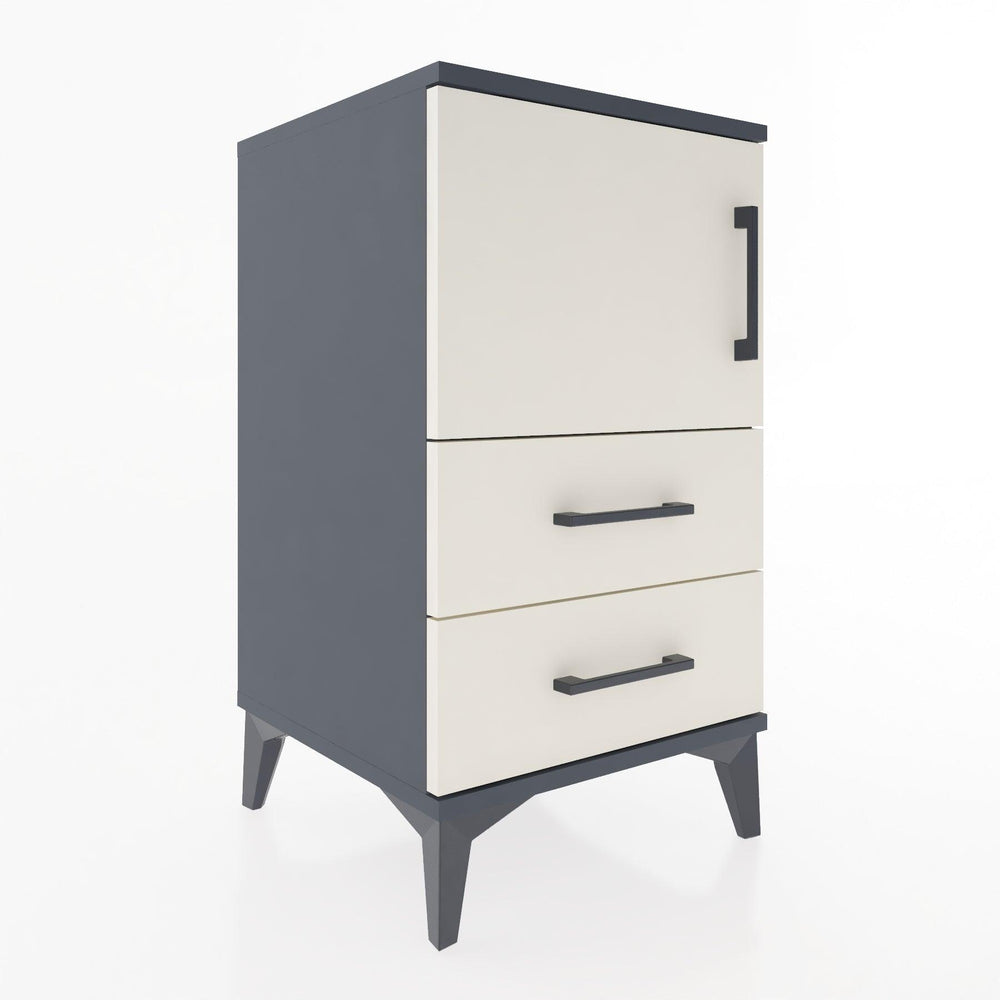 Woodntry Modular Nightstand Anthracite 44x44x68 cm with Cover and Drawer KC12-2