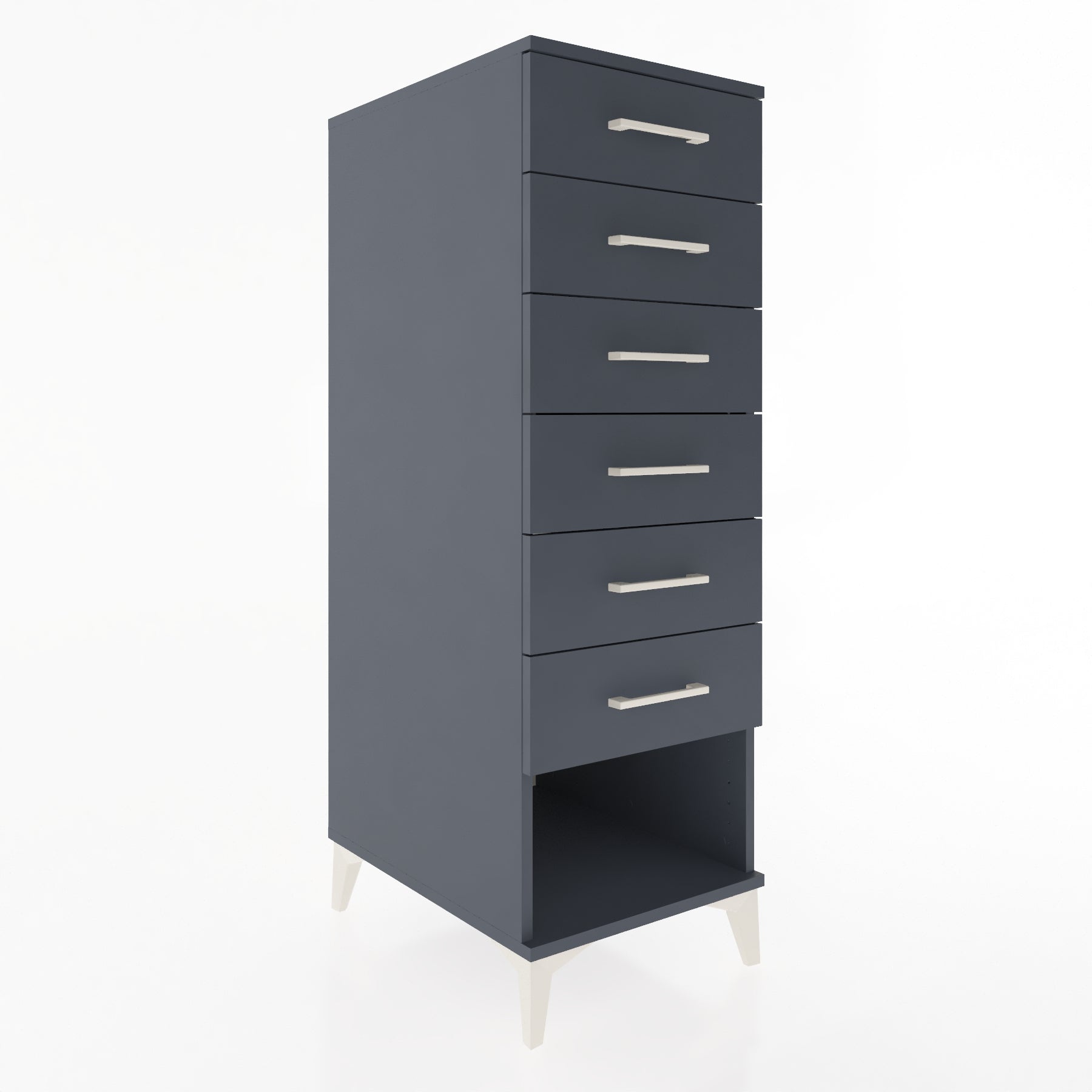 Woodntry Modüler Dolap Antrasit 44x59x122 cm Çekmeceli ve Raflı CR62-2