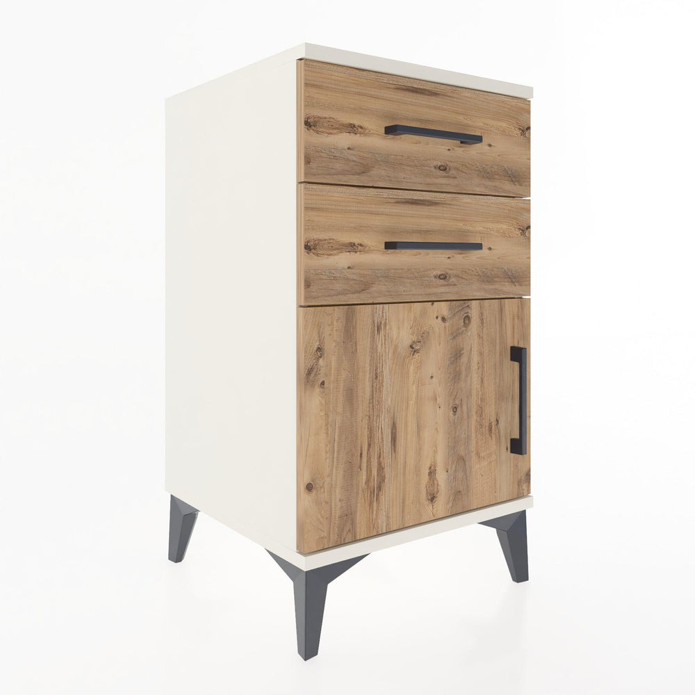 Woodntry Modular Nightstand Moonstone 44x44x68 cm with Cover and Drawer KC13-1