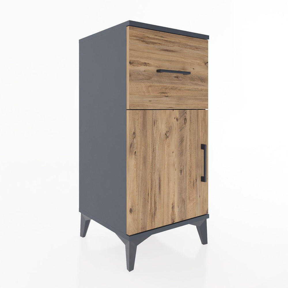 Woodntry Modular Nightstand Anthracite 44x44x84 cm with Cover and Drawer KC35-2