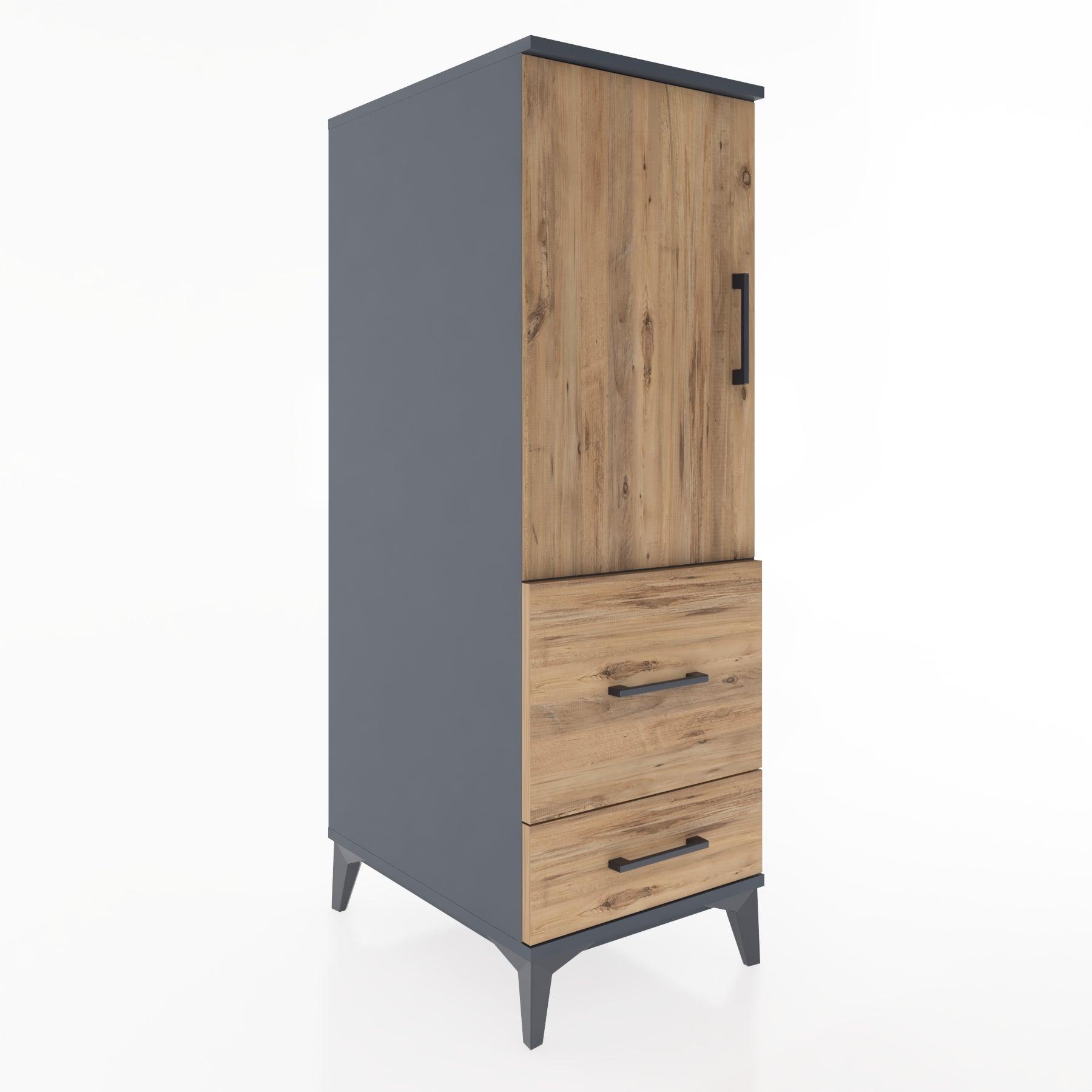 Woodntry Modular Cabinet Anthracite 44x30x122 cm with Doors and Drawers KC13-2