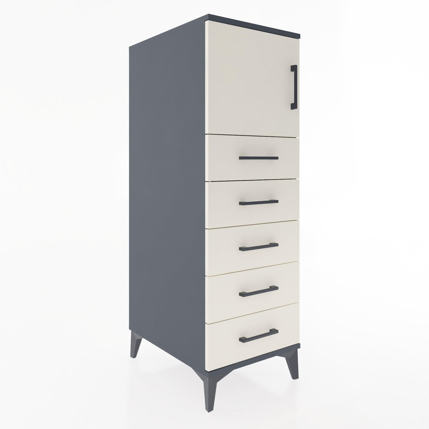 Woodntry Modular Cabinet Anthracite 44x30x122 cm with Doors and Drawers KC63-2