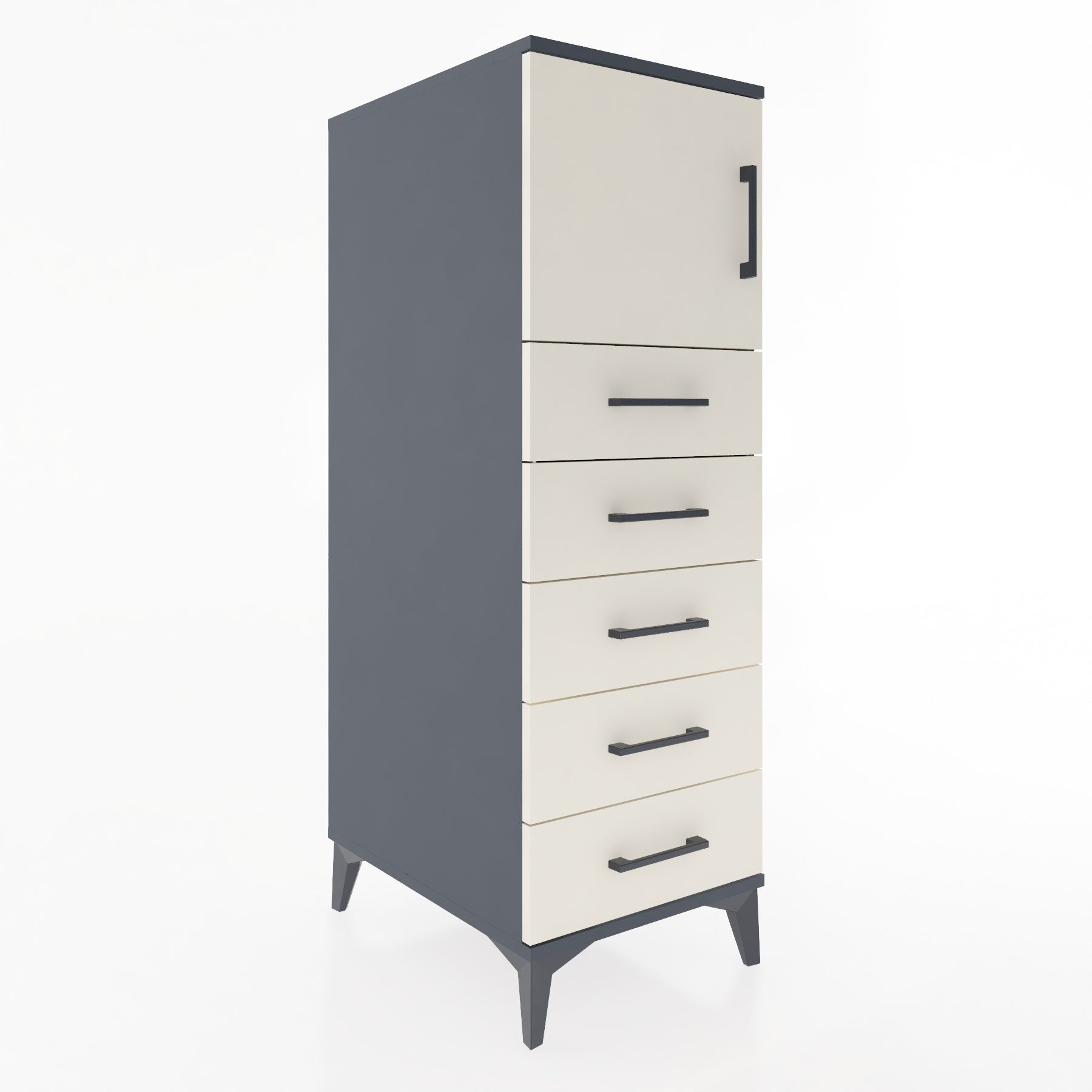 Woodntry Modular Cabinet Anthracite 44x59x122 cm with Doors and Drawers KC63-2