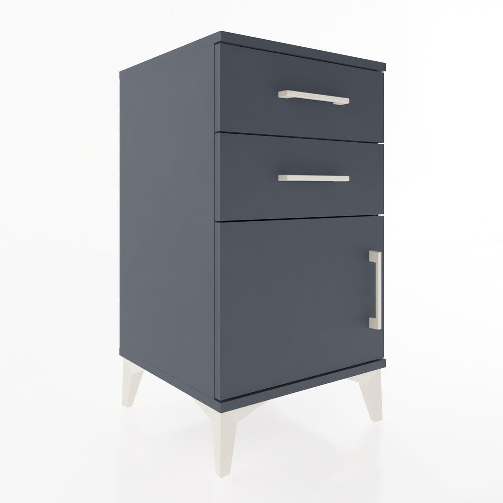 Woodntry Modular Nightstand Anthracite 44x44x68 cm with Cover and Drawer KC13-2