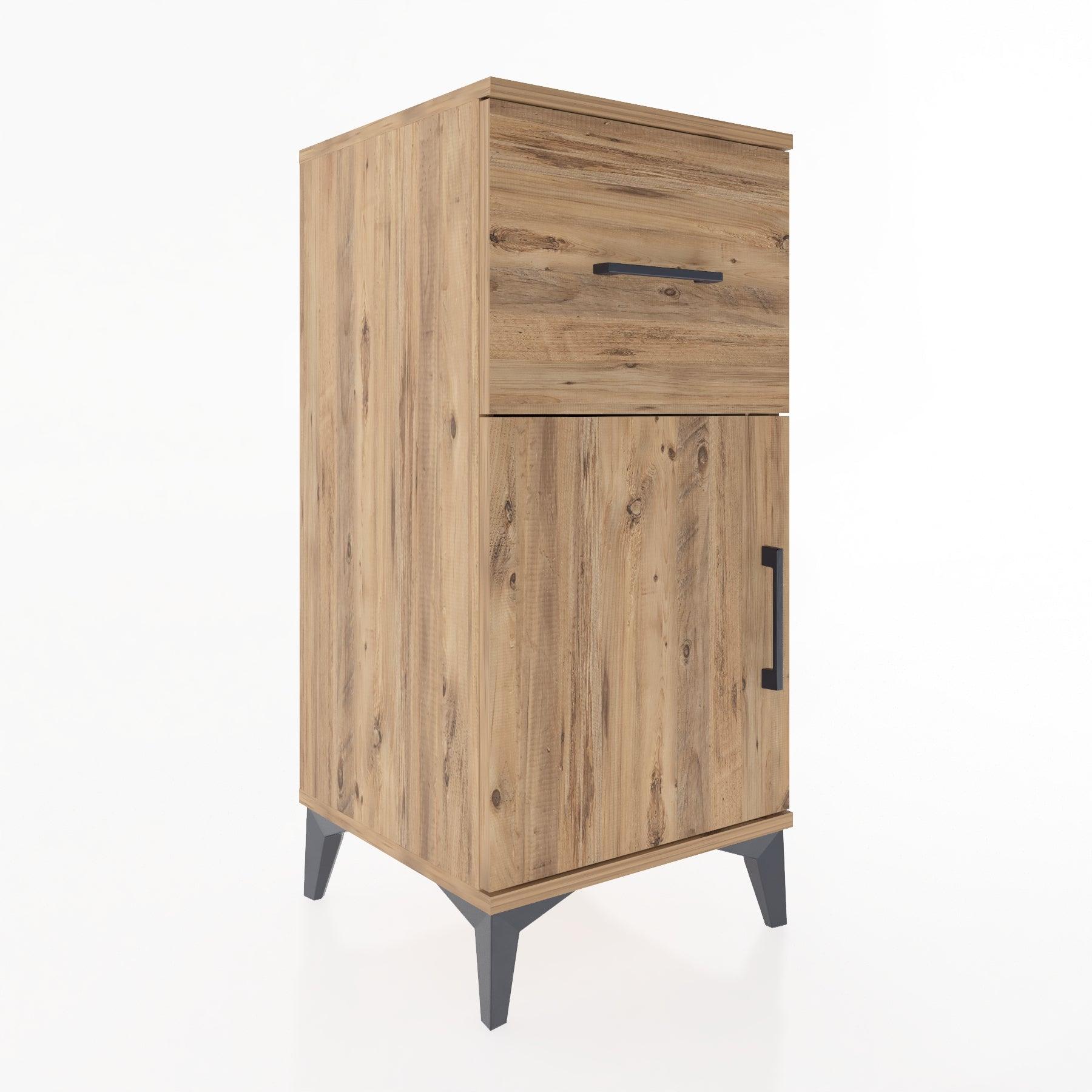 Woodntry Modular Nightstand Pine 44x44x84 cm with Cover and Drawer KC35-3