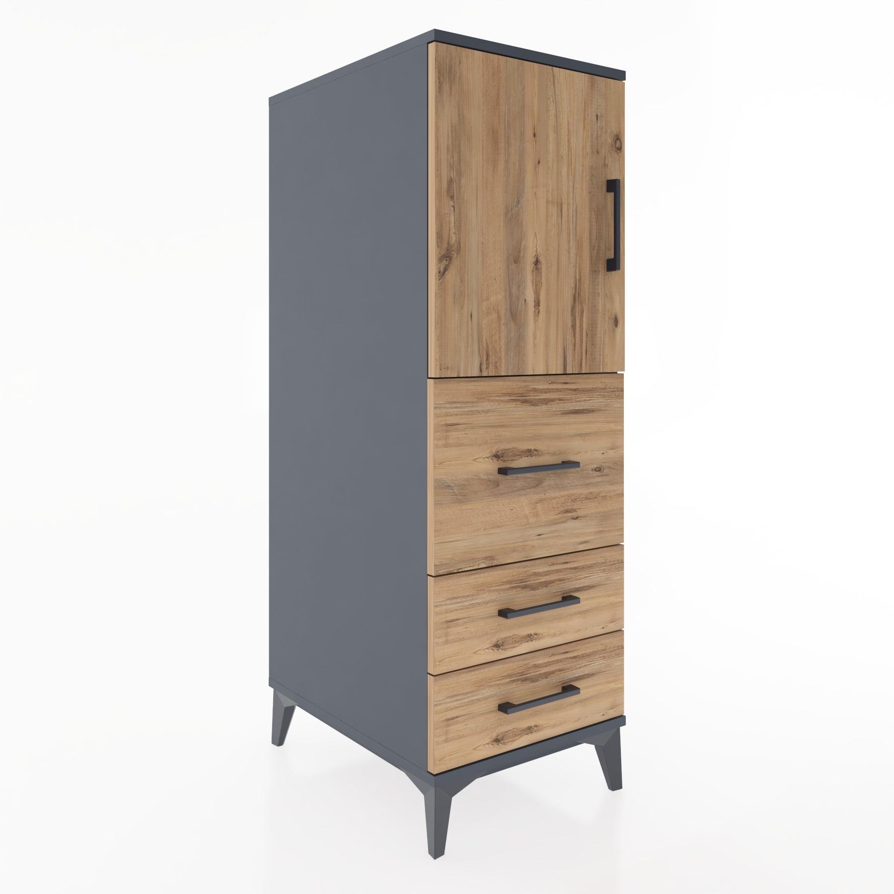 Woodntry Modular Cabinet Anthracite 44x30x122 cm with Doors and Drawers KC14-2