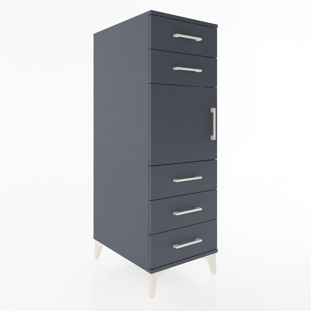 Woodntry Modüler Dolap Antrasit 44x59x122 cm Kapaklı ve Çekmeceli KC64-2