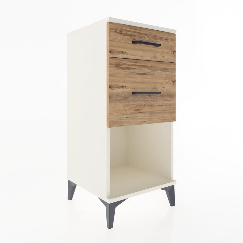 Woodntry Modular Nightstand Moonstone 44x44x84 cm with Drawer and Shelf CR15-1