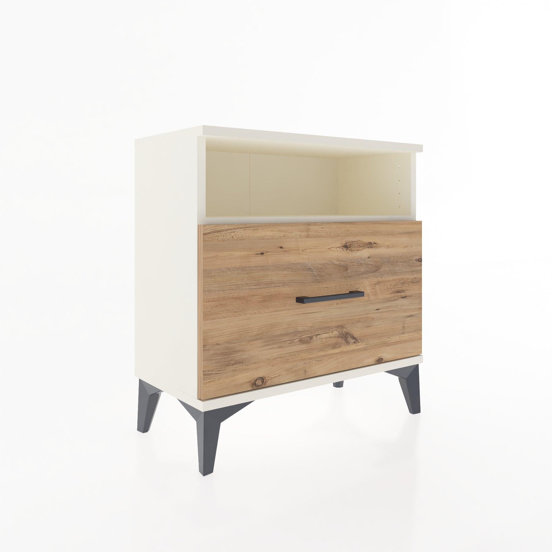 Woodntry Modular Nightstand Moonstone 60x30x52 cm with Drawer and Shelf CR15-1