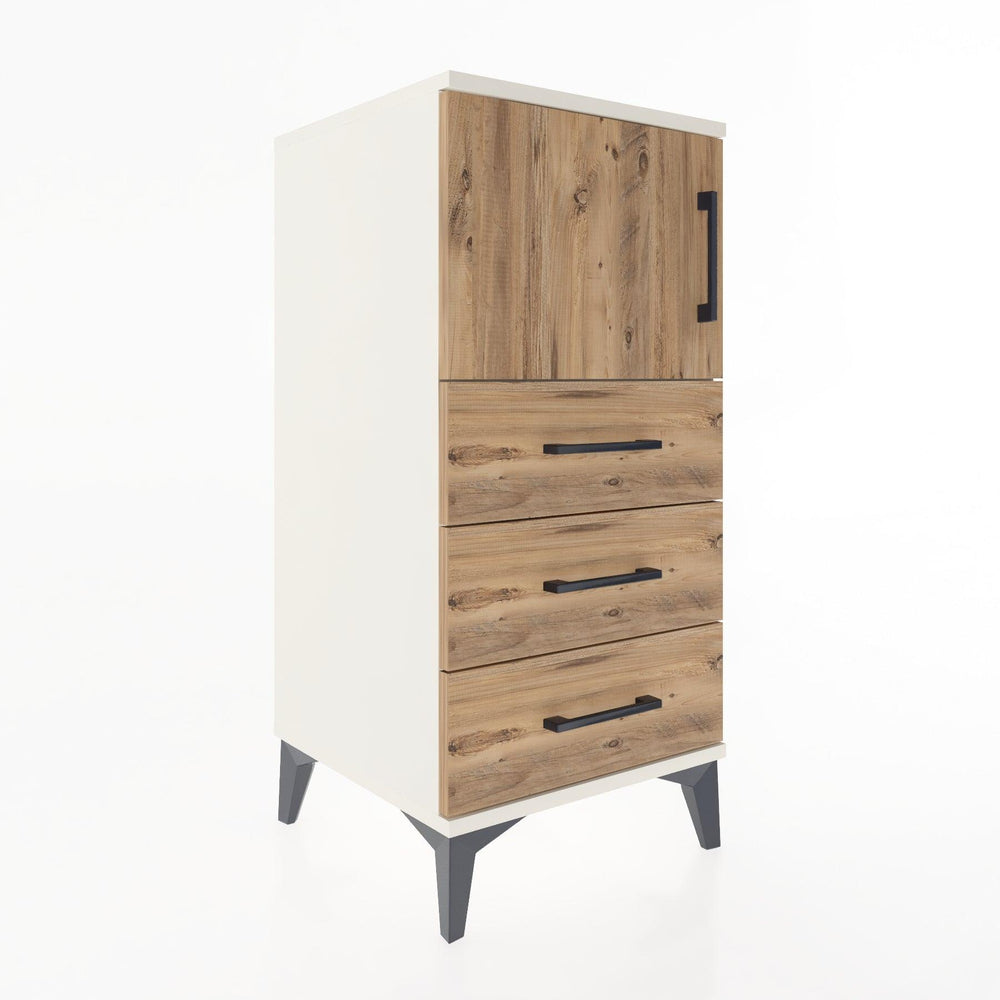 Woodntry Modular Nightstand Moonstone 44x44x84 cm with Cover and Drawer KC37-1
