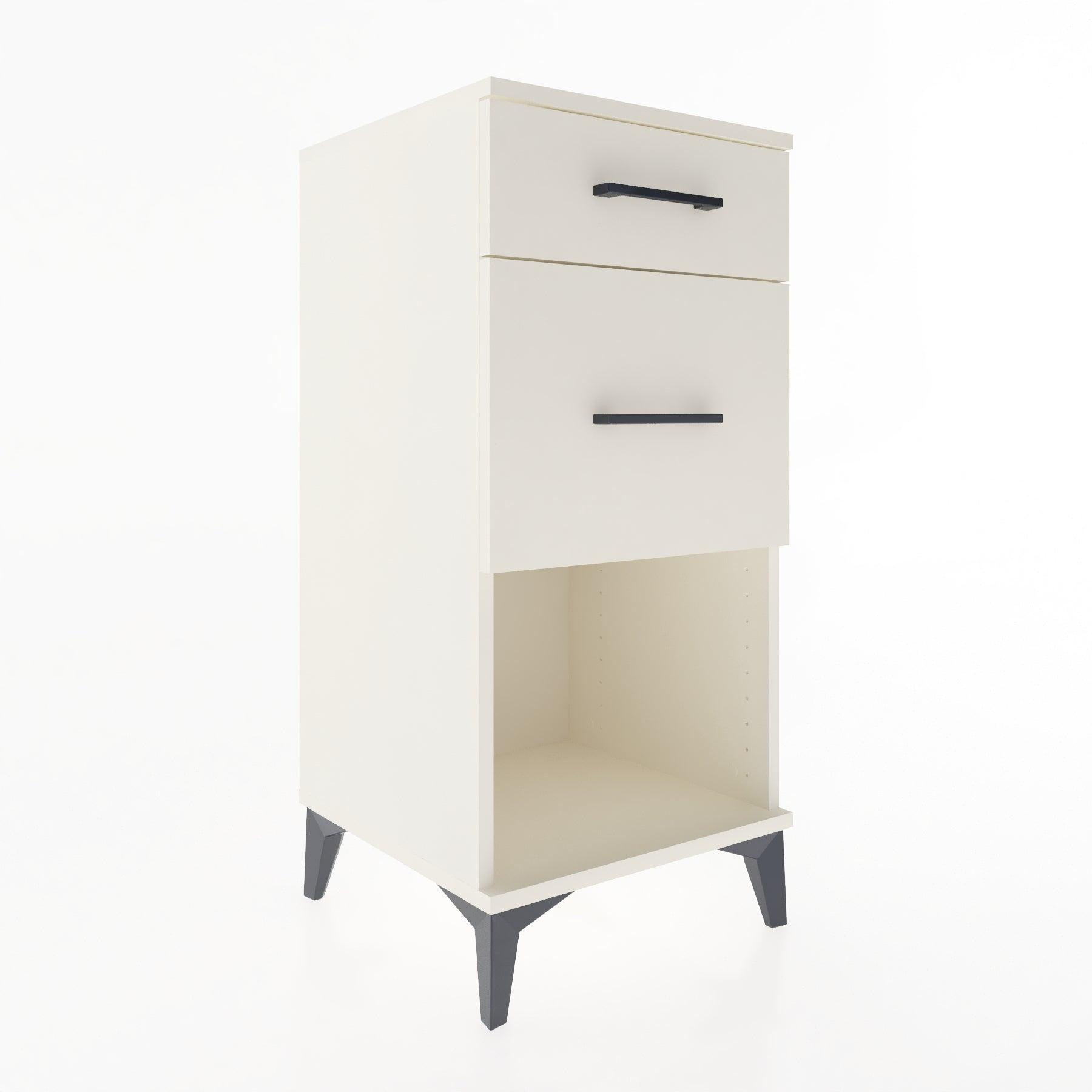 Woodntry Modular Nightstand Moonstone 44x44x84 cm with Drawer and Shelf CR15-1