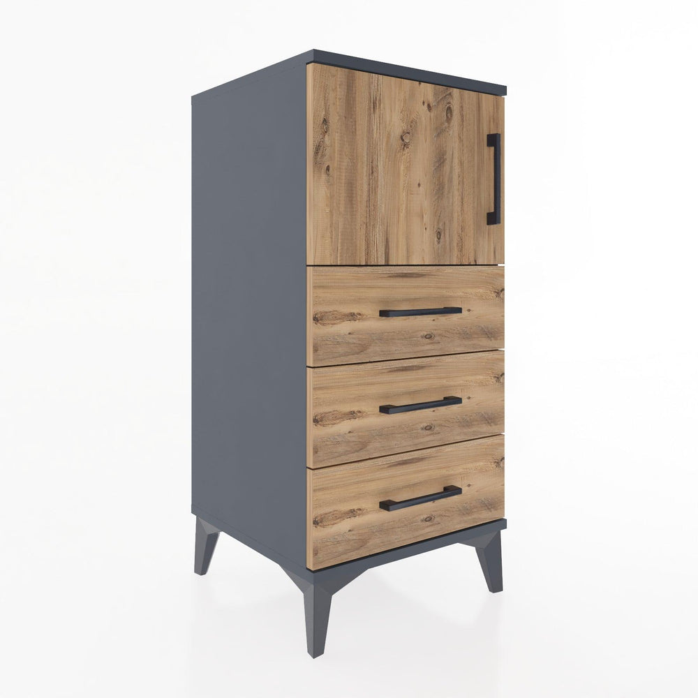 Woodntry Modular Nightstand Anthracite 44x44x84 cm with Cover and Drawer KC37-2