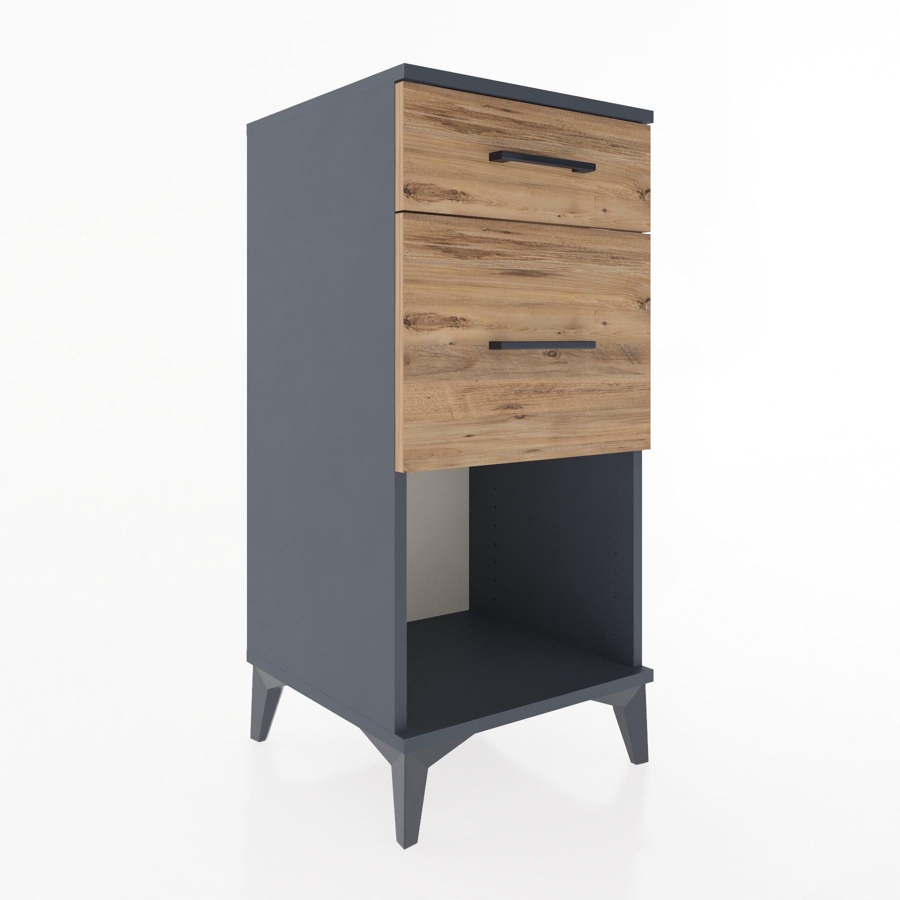 Woodntry Modular Nightstand Anthracite 44x44x84 cm with Drawers and Shelves CR15-2