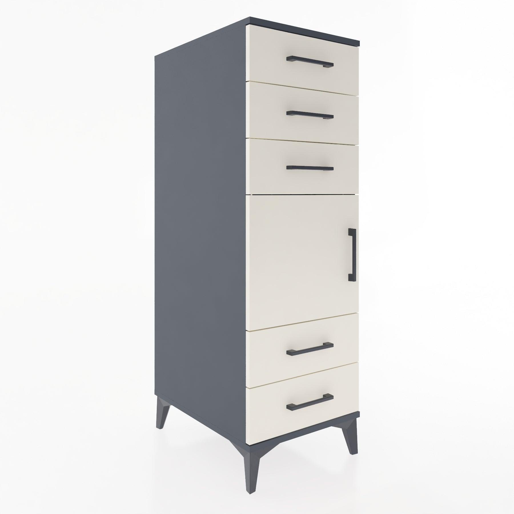 Woodntry Modular Cabinet Anthracite 44x30x122 cm with Doors and Drawers KC65-2