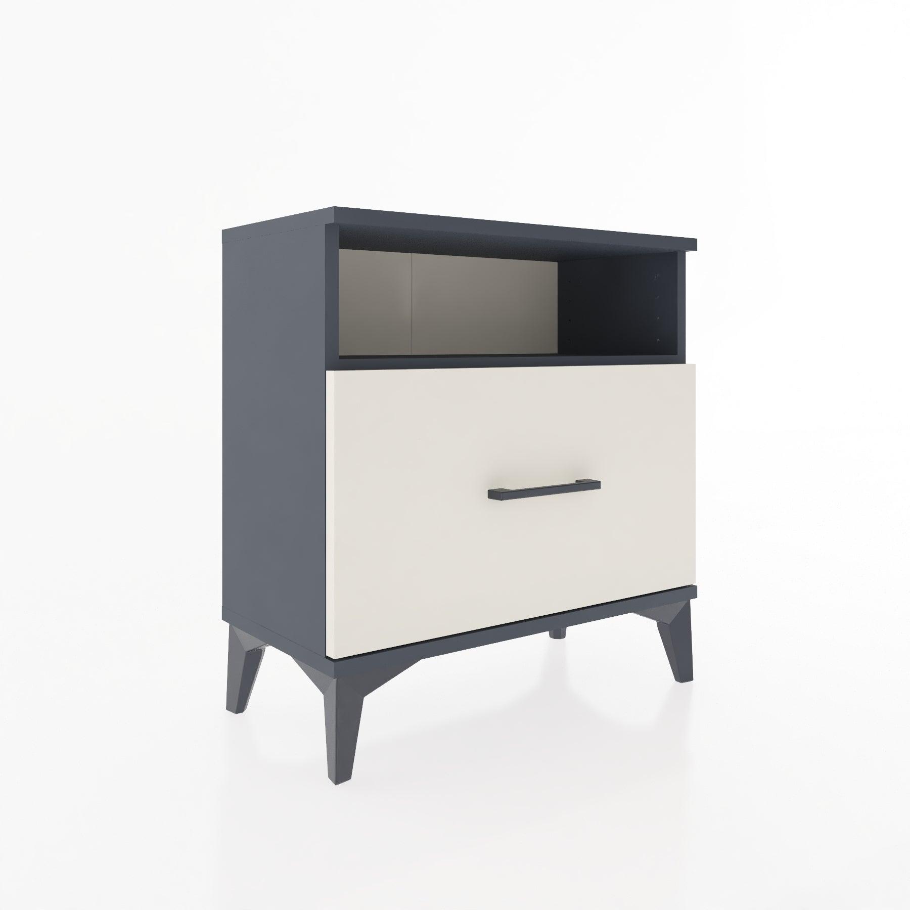 Woodntry Modular Nightstand Anthracite 60x30x52 cm with Drawer and Shelf CR15-2