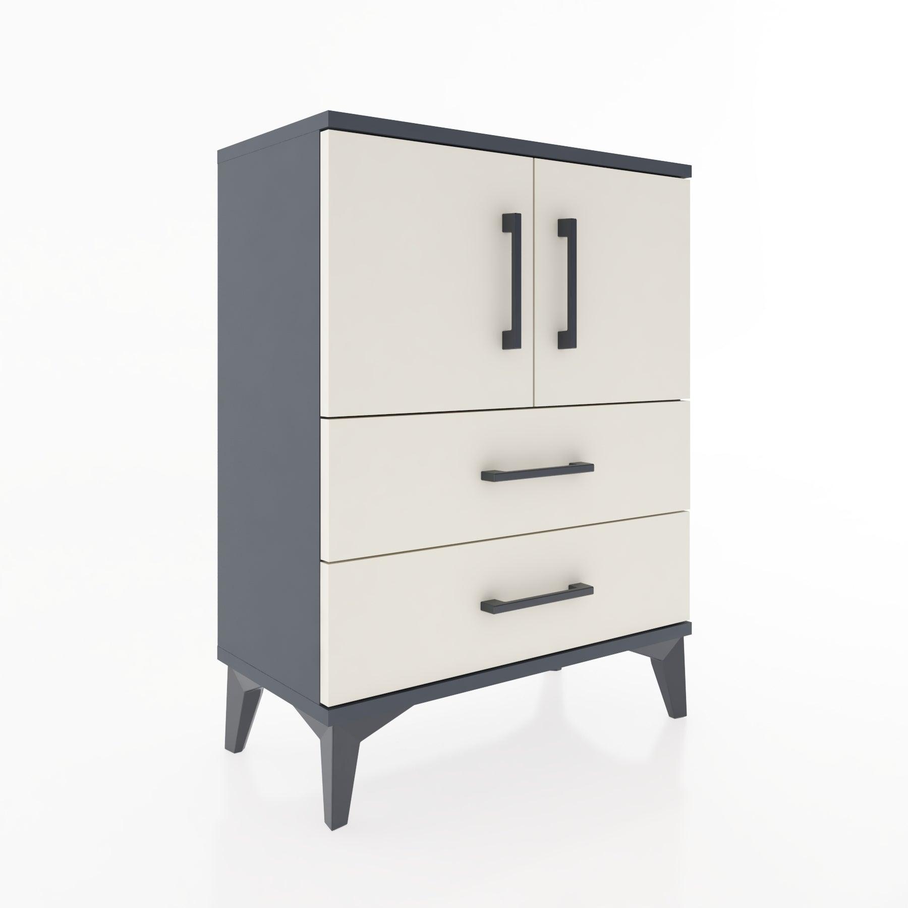Woodntry Modular Nightstand Anthracite 60x30x68 cm with Cover and Drawer KC15-2