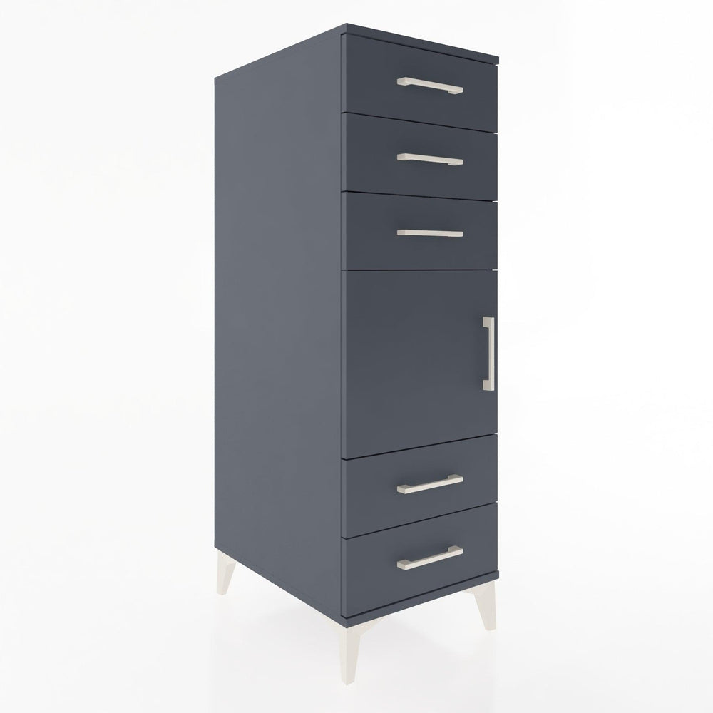 Woodntry Modüler Dolap Antrasit 44x30x122 cm Kapaklı ve Çekmeceli KC65-2