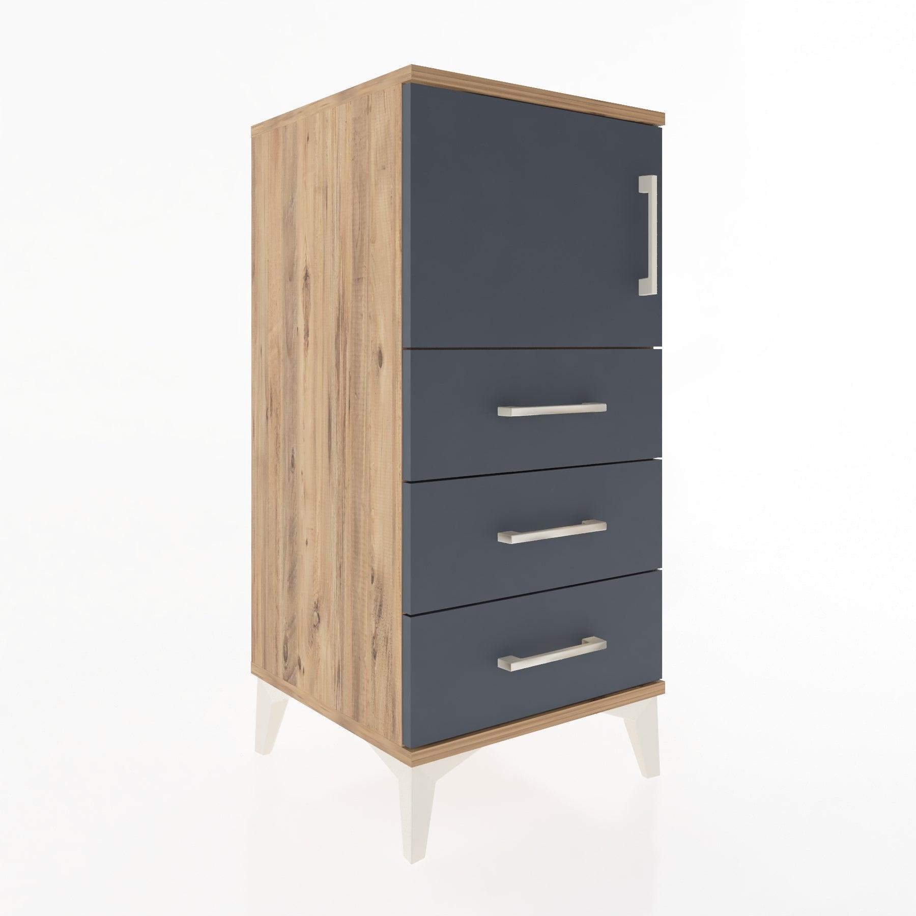Woodntry Modular Nightstand Pine 44x44x84 cm with Cover and Drawer KC37-3