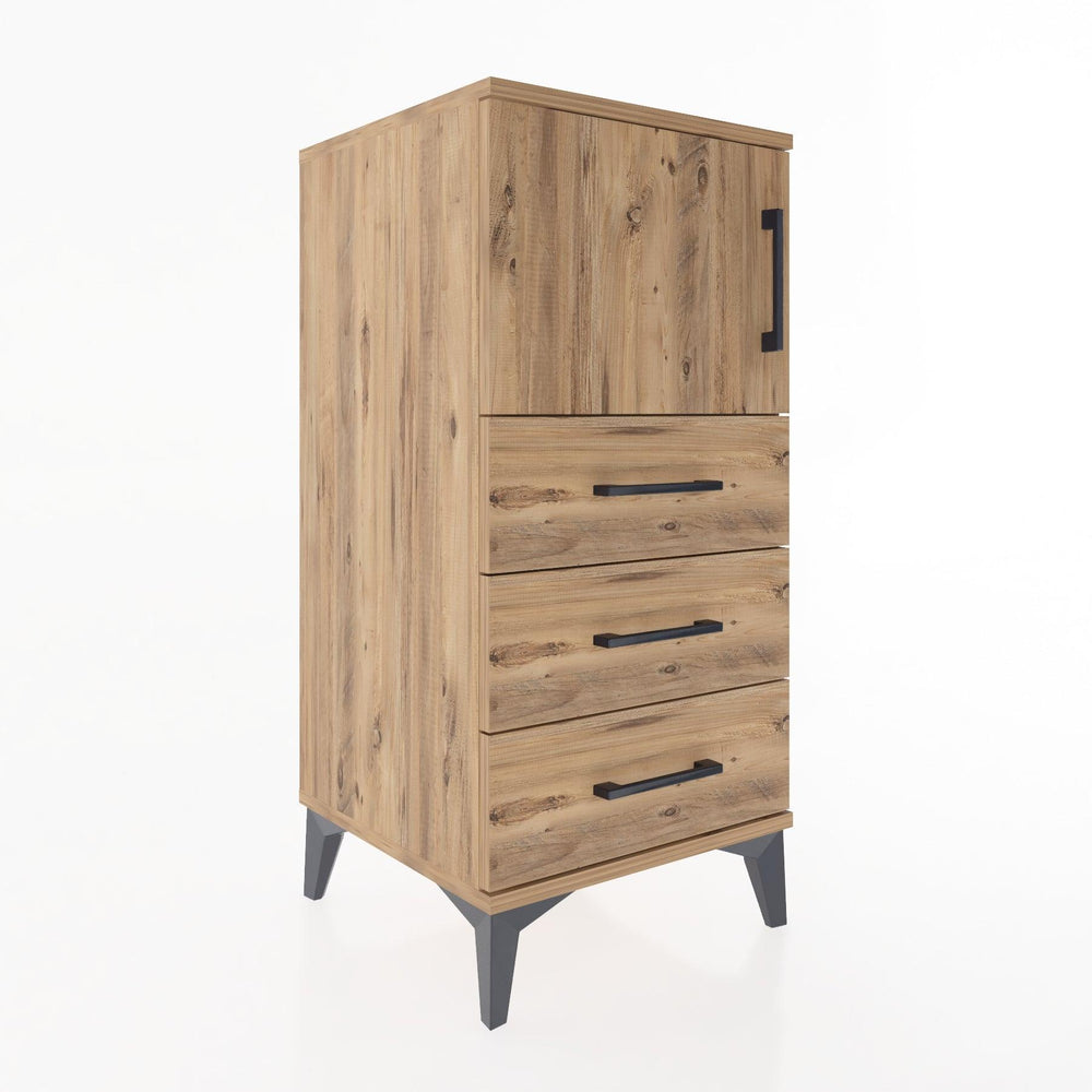 Woodntry Modular Nightstand Pine 44x44x84 cm with Cover and Drawer KC37-3