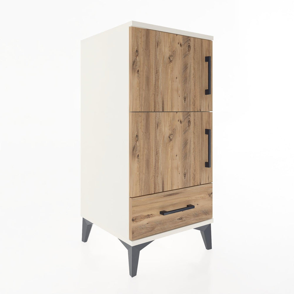 Woodntry Modular Nightstand Moonstone 44x44x84 cm with Cover and Drawer KC38-1