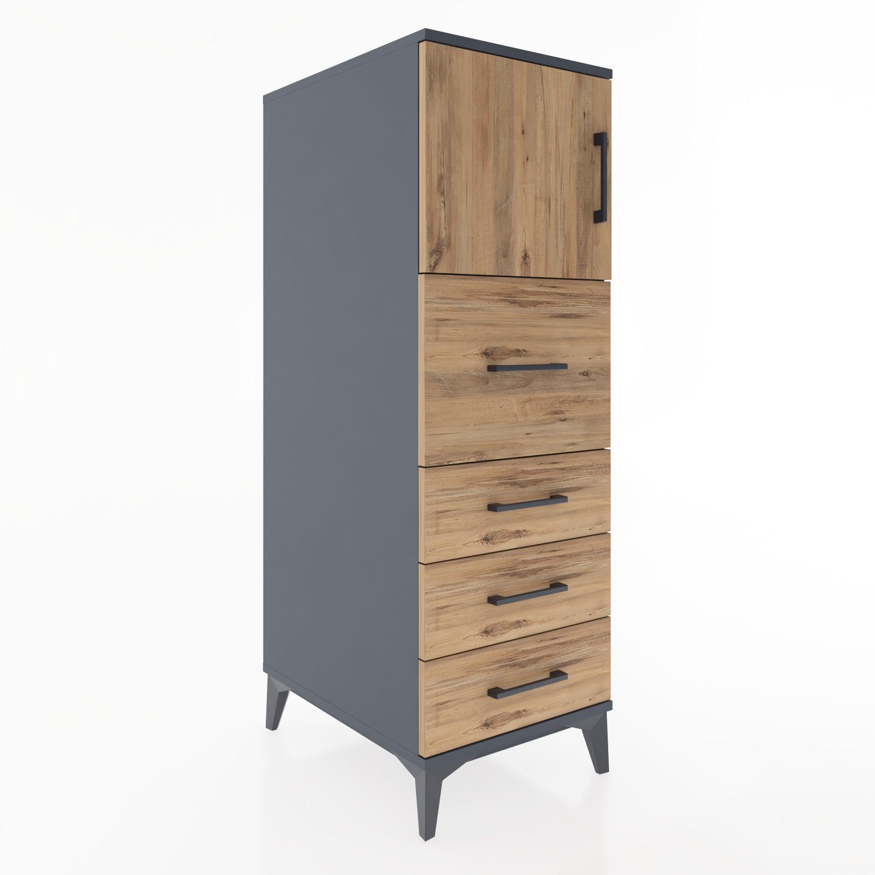 Woodntry Modular Cabinet Anthracite 44x30x122 cm with Doors and Drawers KC16-2