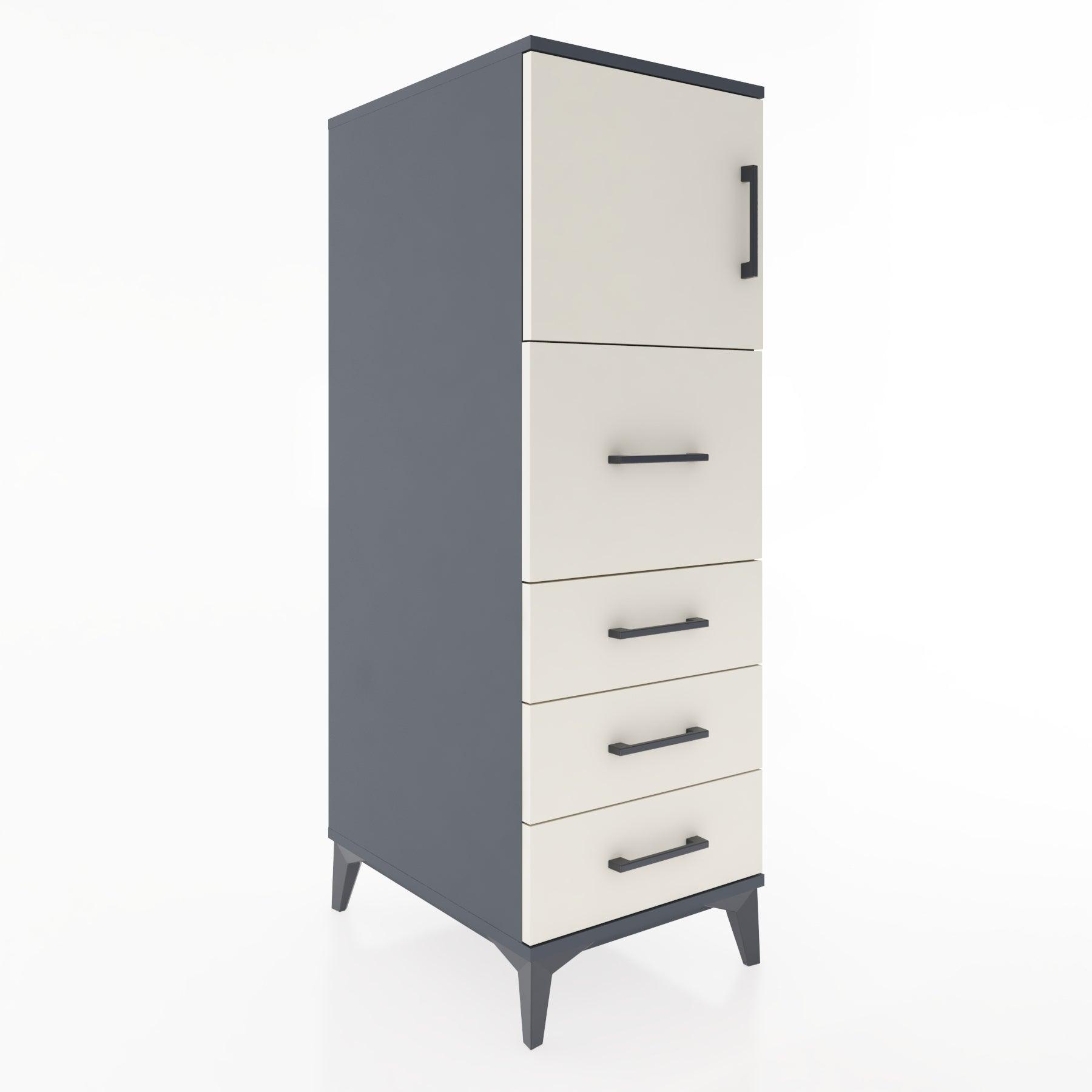Woodntry Modular Cabinet Anthracite 44x30x122 cm with Doors and Drawers KC16-2