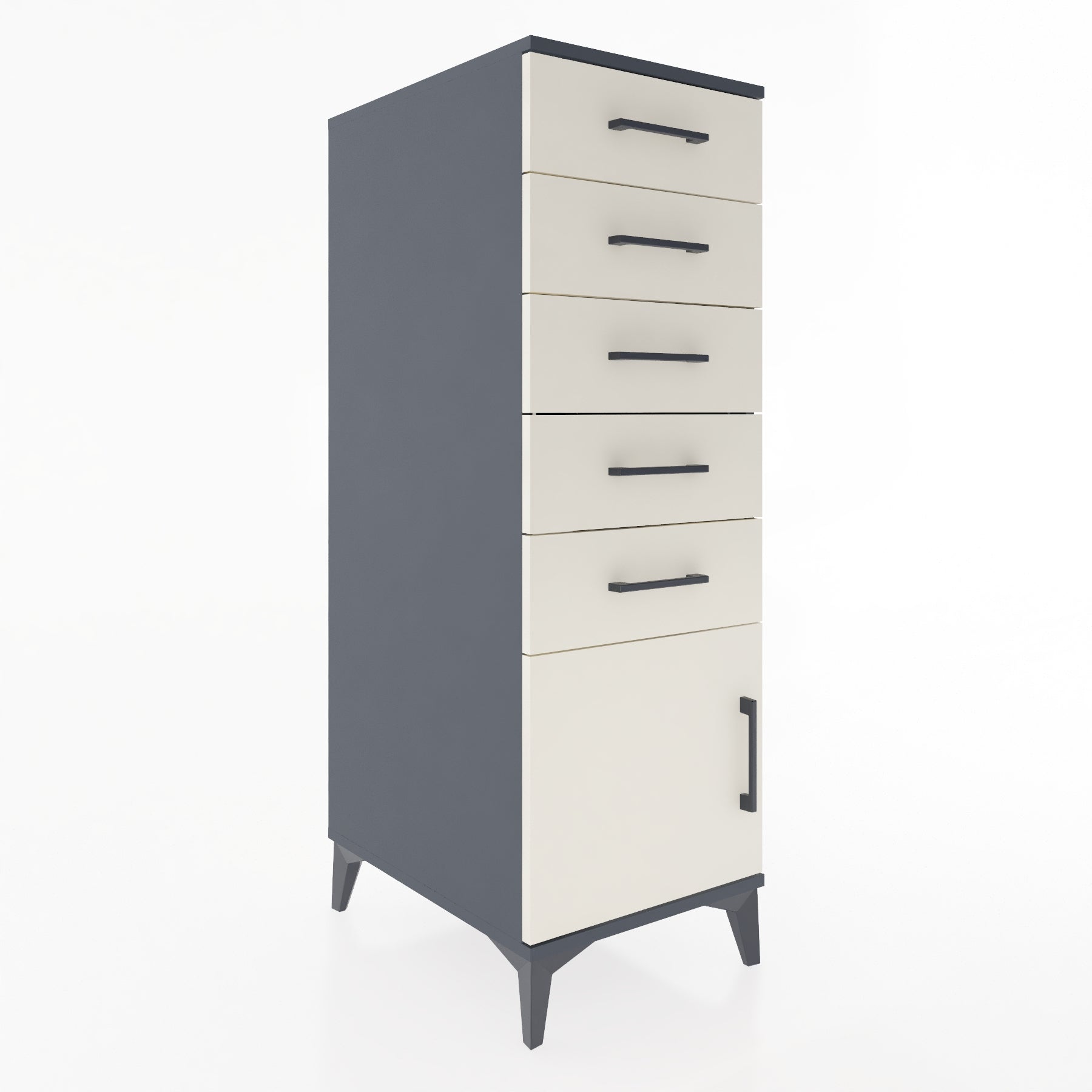 Woodntry Modular Cabinet Anthracite 44x59x122 cm with Doors and Drawers KC66-2