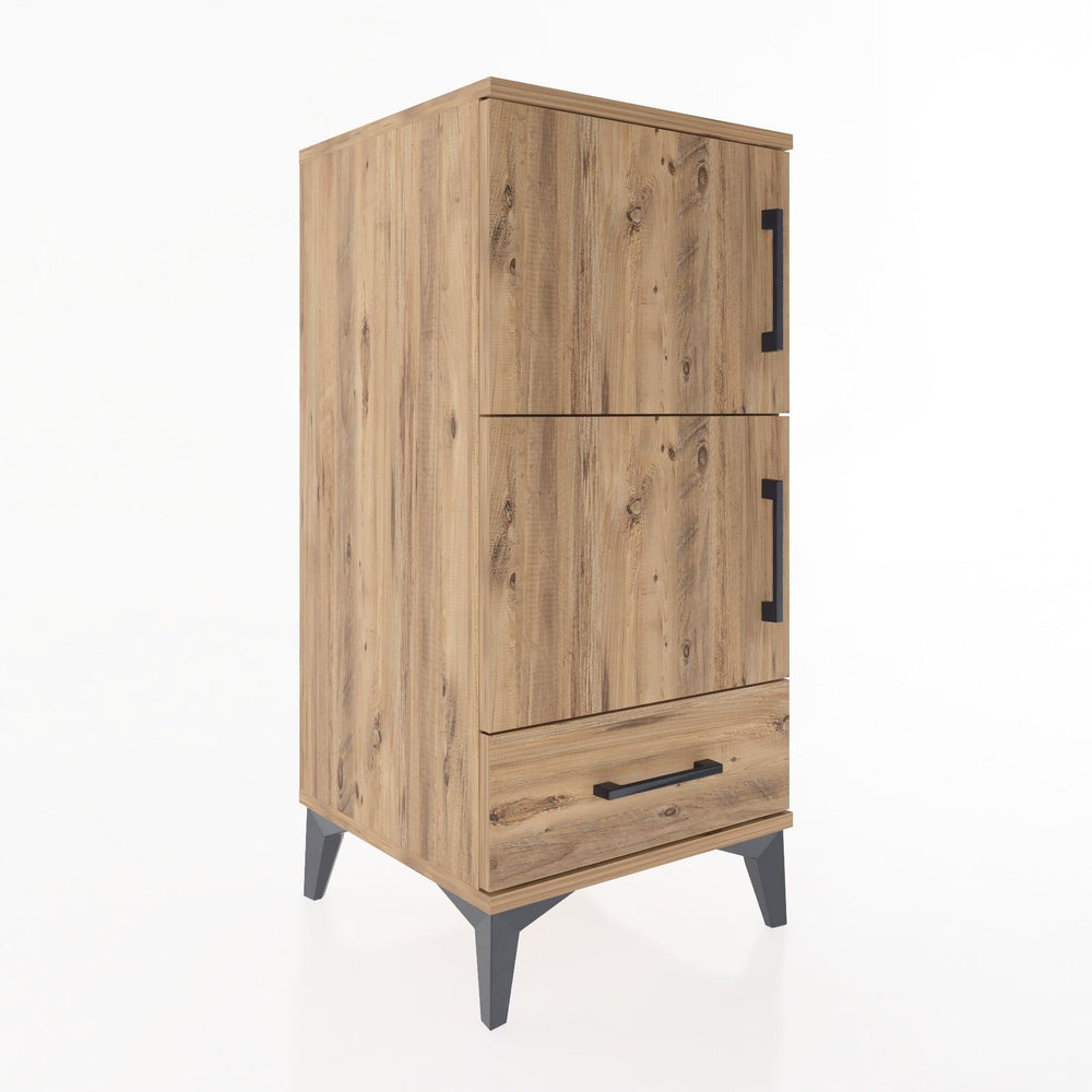 Woodntry Modular Nightstand Pine 44x44x84 cm with Cover and Drawer KC38-3
