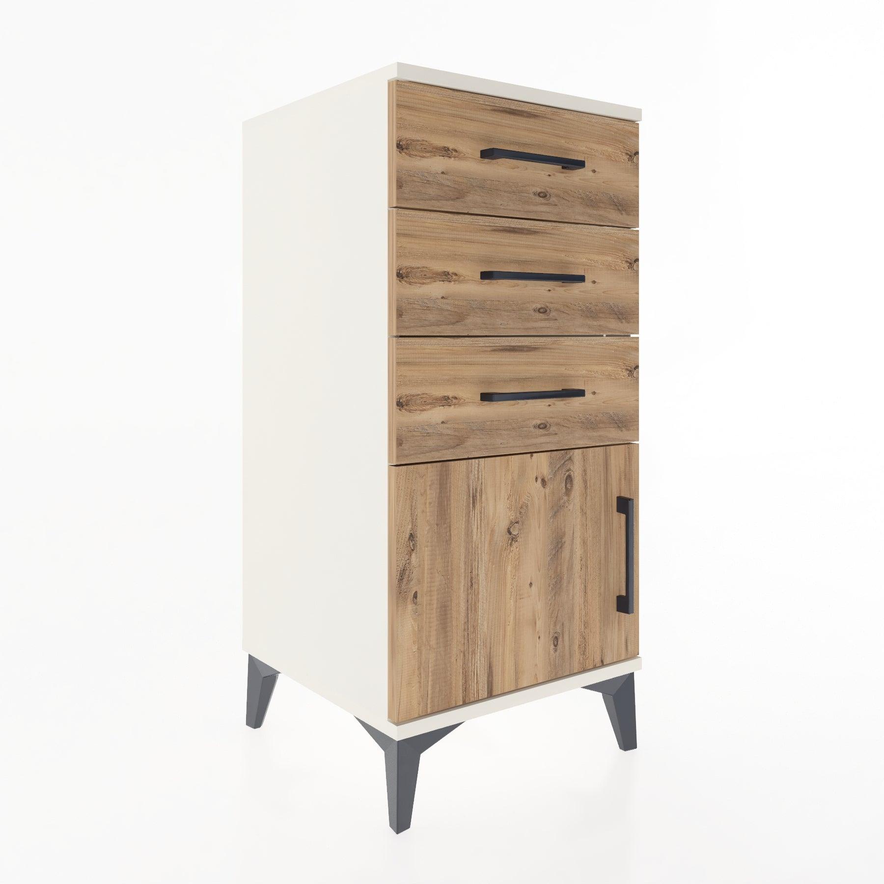 Woodntry Modular Nightstand Moonstone 44x44x84 cm with Cover and Drawer KC39-1