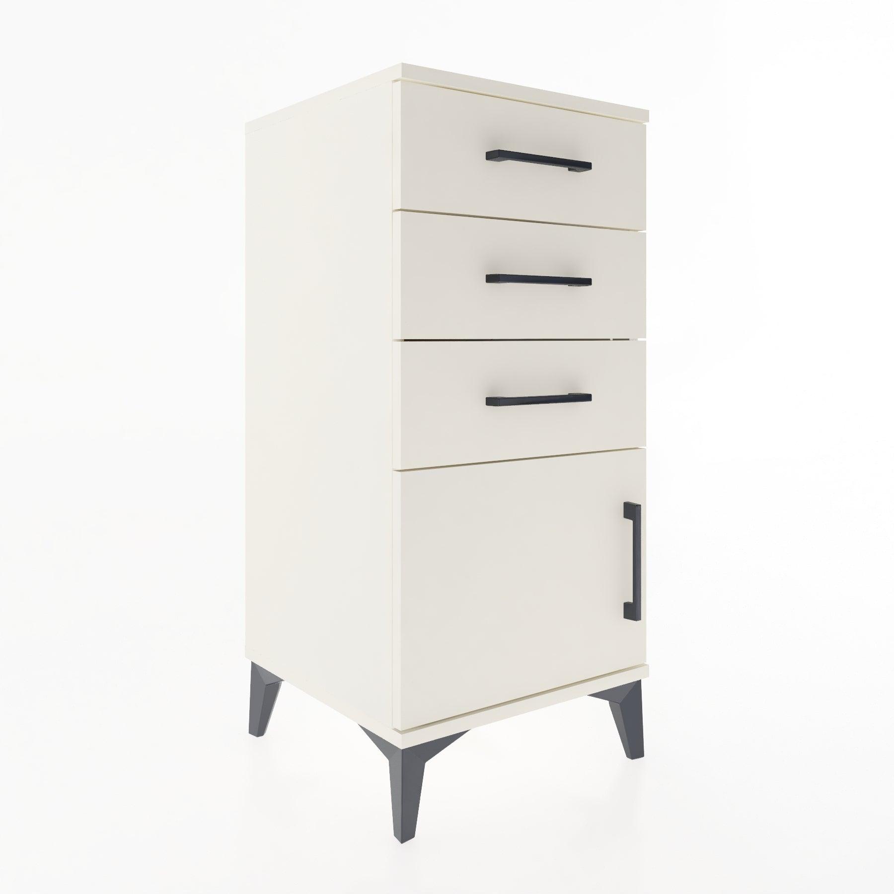Woodntry Modular Nightstand Moonstone 44x44x84 cm with Cover and Drawer KC39-1