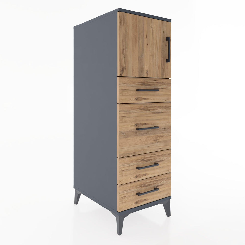 Woodntry Modular Cabinet Anthracite 44x30x122 cm with Doors and Drawers KC17-2