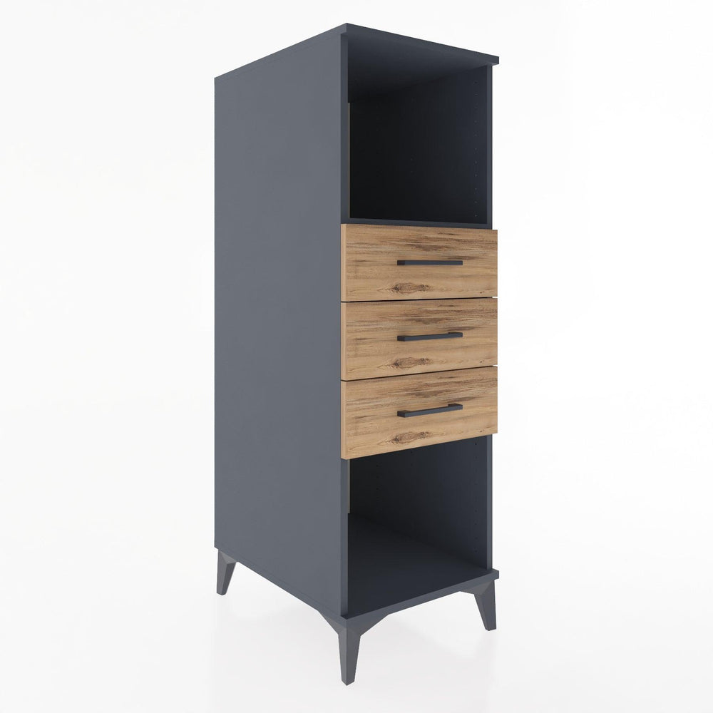 Woodntry Modüler Dolap Antrasit 44x59x122 cm Çekmeceli ve Raflı CR117-2