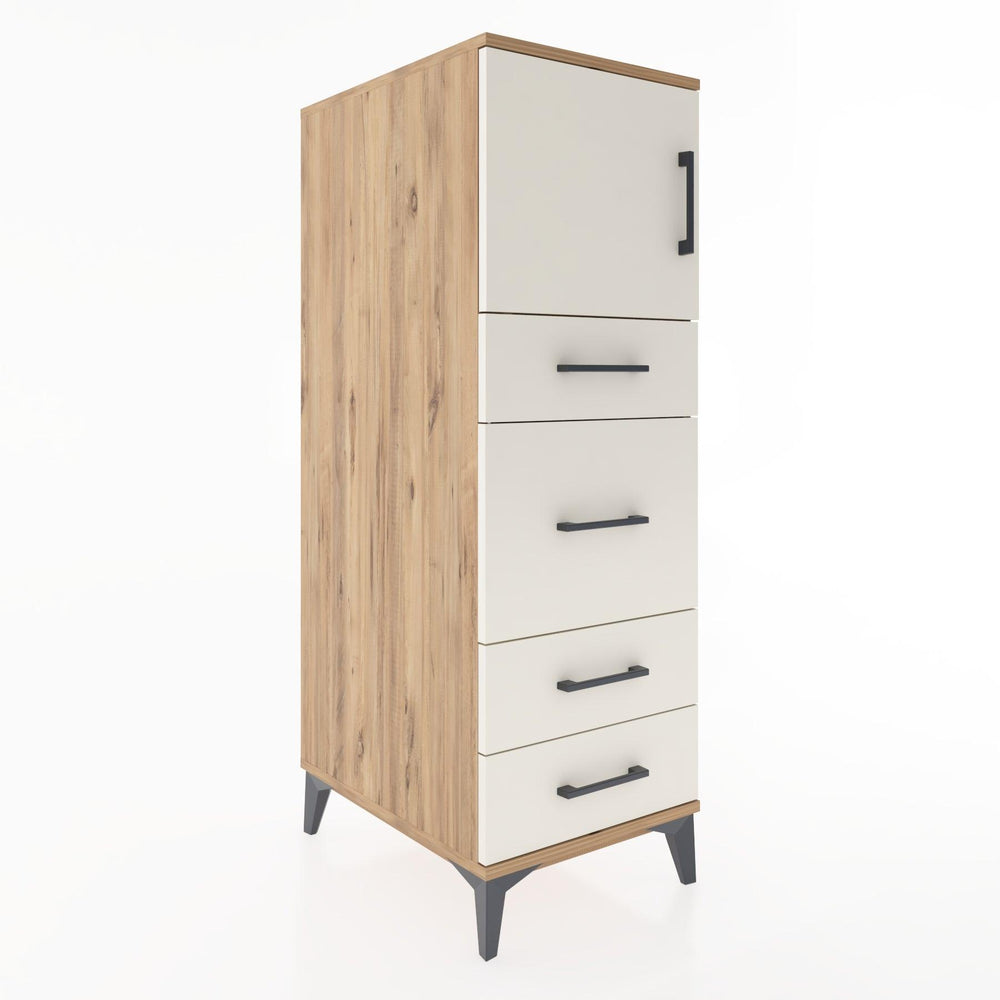 Woodntry Modüler Dolap Çam 44x30x122 cm Kapaklı ve Çekmeceli KC17-3