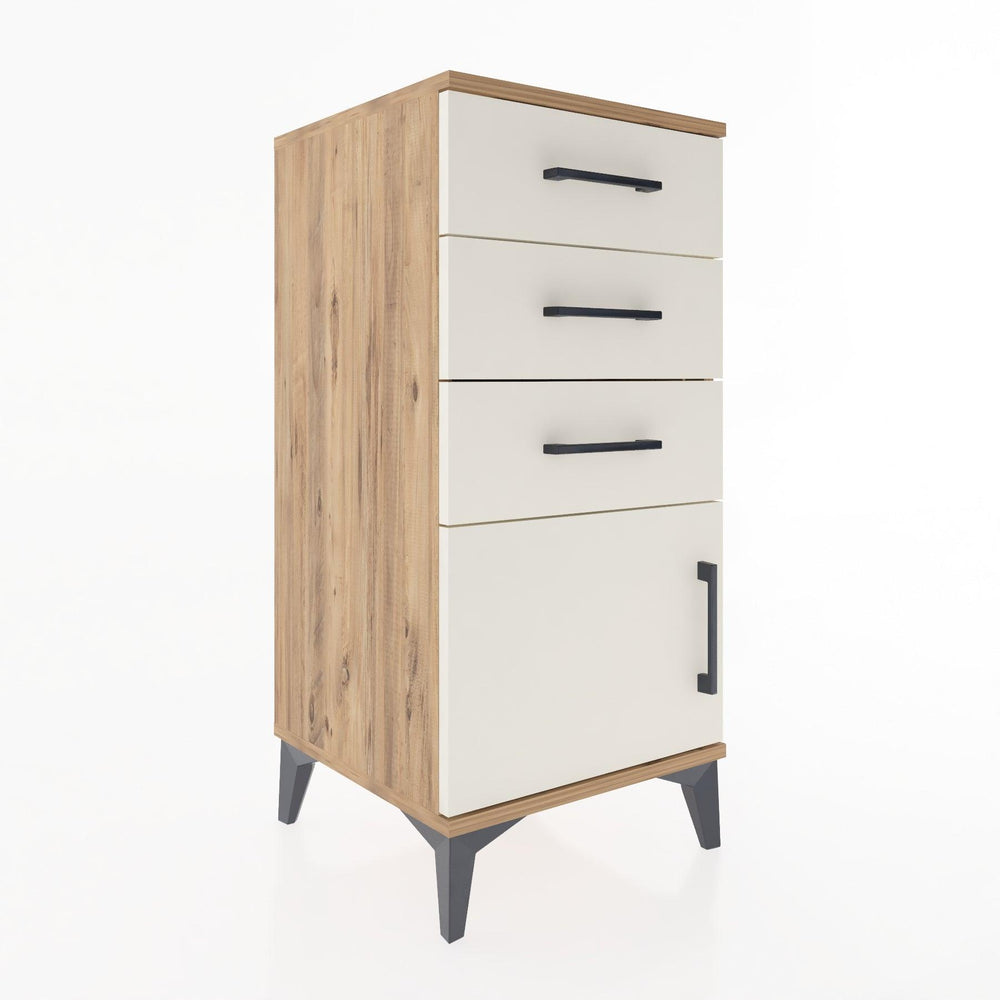 Woodntry Modüler Komodin Çam 44x44x84 cm Kapaklı ve Çekmeceli KC39-3
