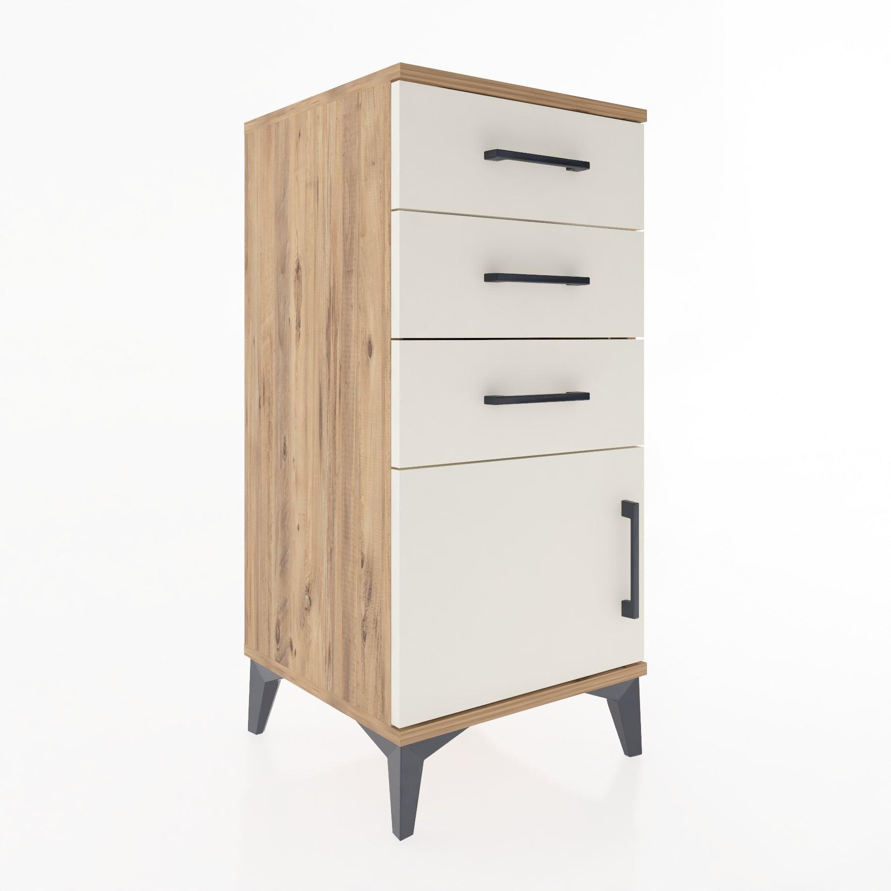 Woodntry Modular Nightstand Pine 44x44x84 cm with Cover and Drawer KC39-3