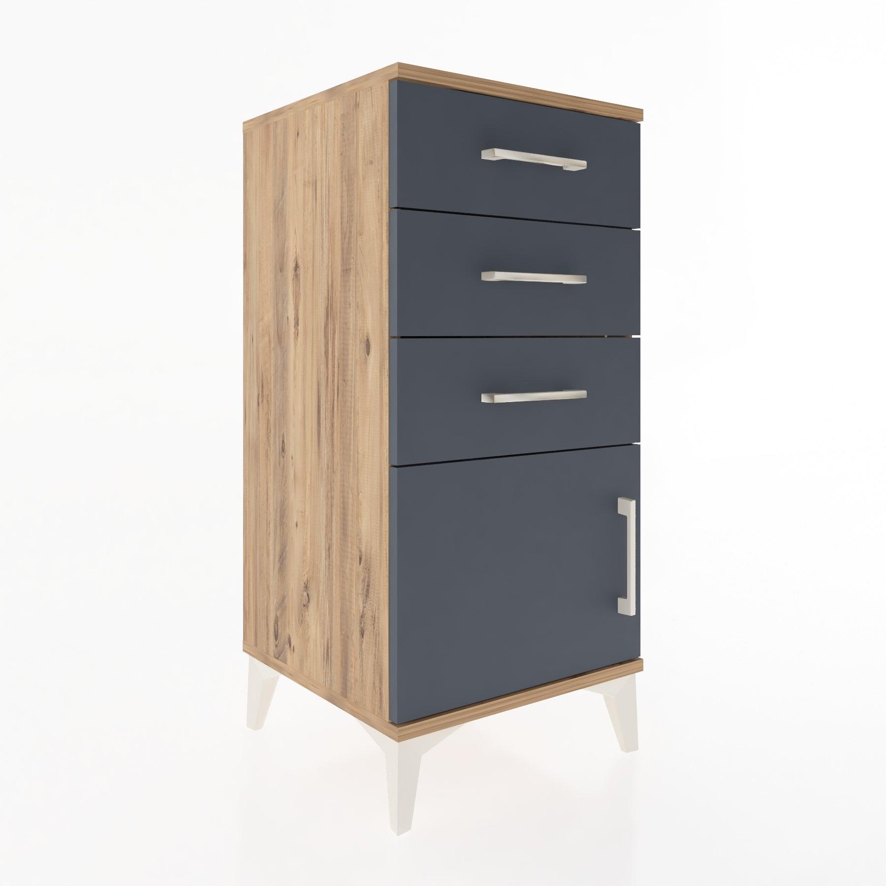 Woodntry Modular Nightstand Pine 44x44x84 cm with Cover and Drawer KC39-3