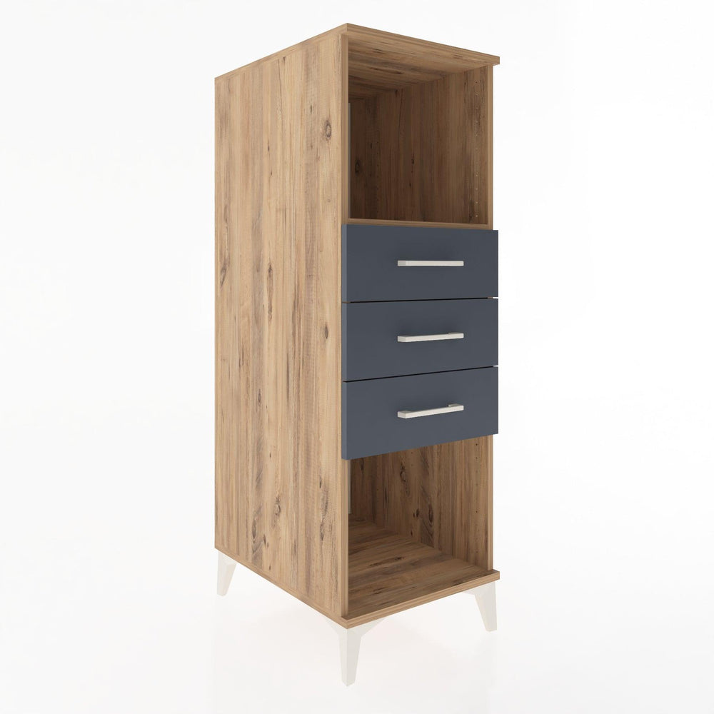 Woodntry Modüler Dolap Çam 44x30x122 cm Çekmeceli ve Raflı CR117-3