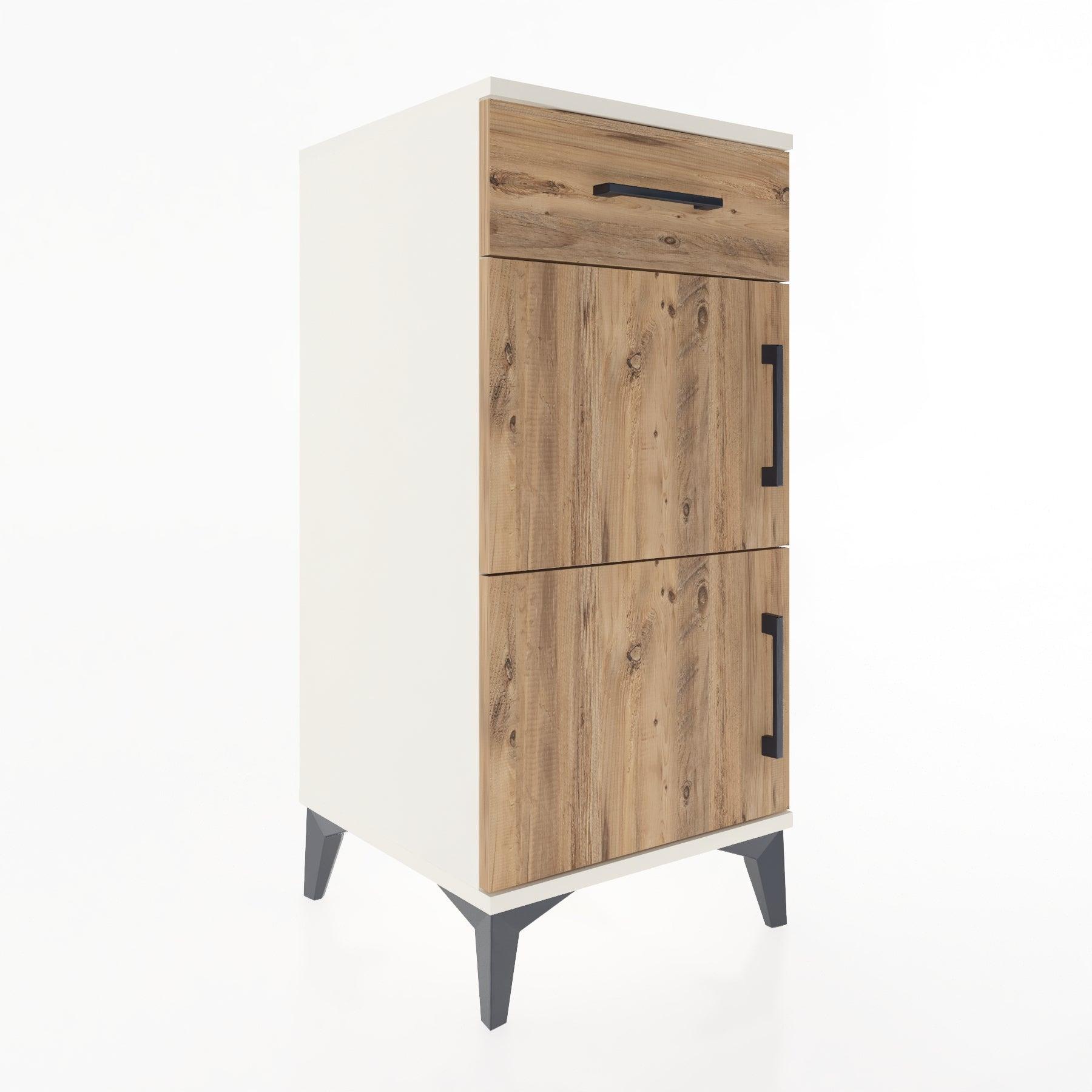 Woodntry Modular Nightstand Moonstone 44x44x84 cm with Cover and Drawer KC40-1