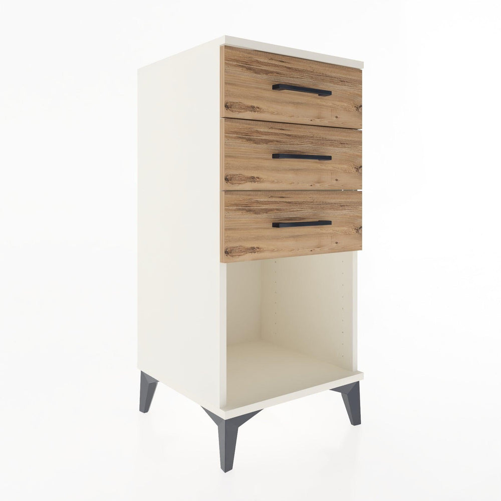 Woodntry Modular Nightstand Moonstone 44x44x84 cm with Drawer and Shelf CR18-1