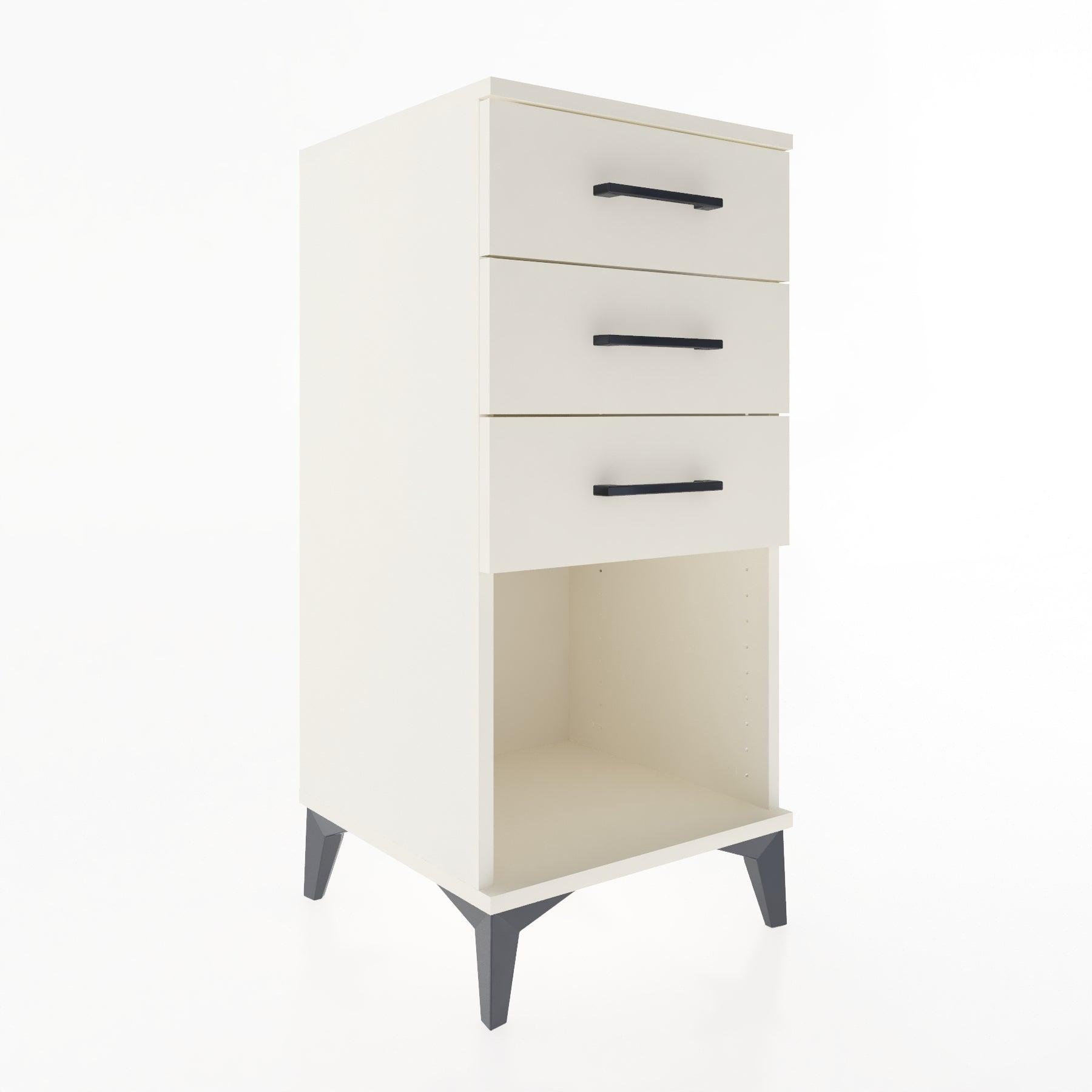 Woodntry Modular Nightstand Moonstone 44x44x84 cm with Drawer and Shelf CR18-1