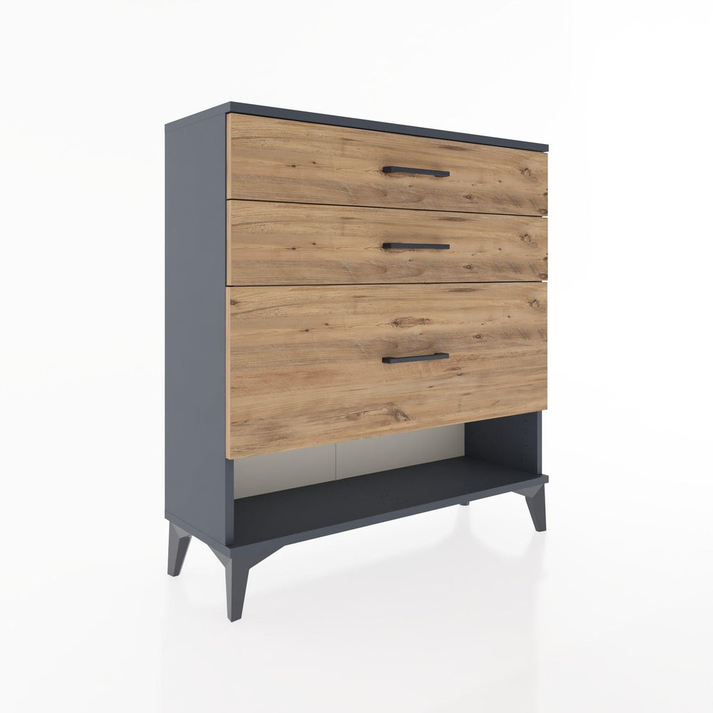 Woodntry Modüler Şifonyer Antrasit 88x30x84 cm Çekmeceli ve Raflı CR18-2