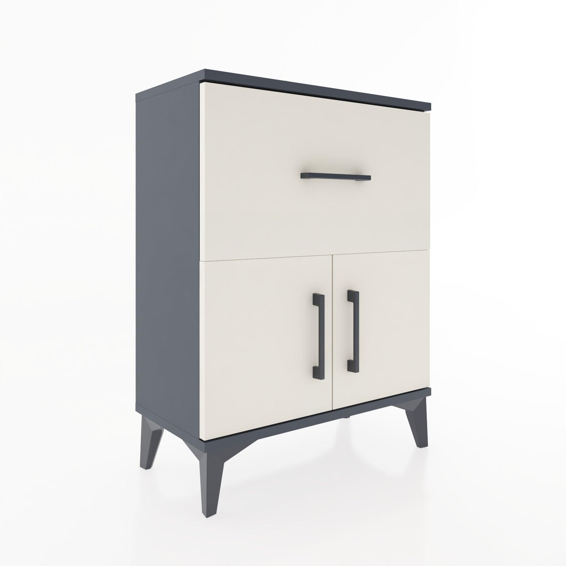 Woodntry Modular Nightstand Anthracite 60x30x68 cm with Cover and Drawer KC18-2