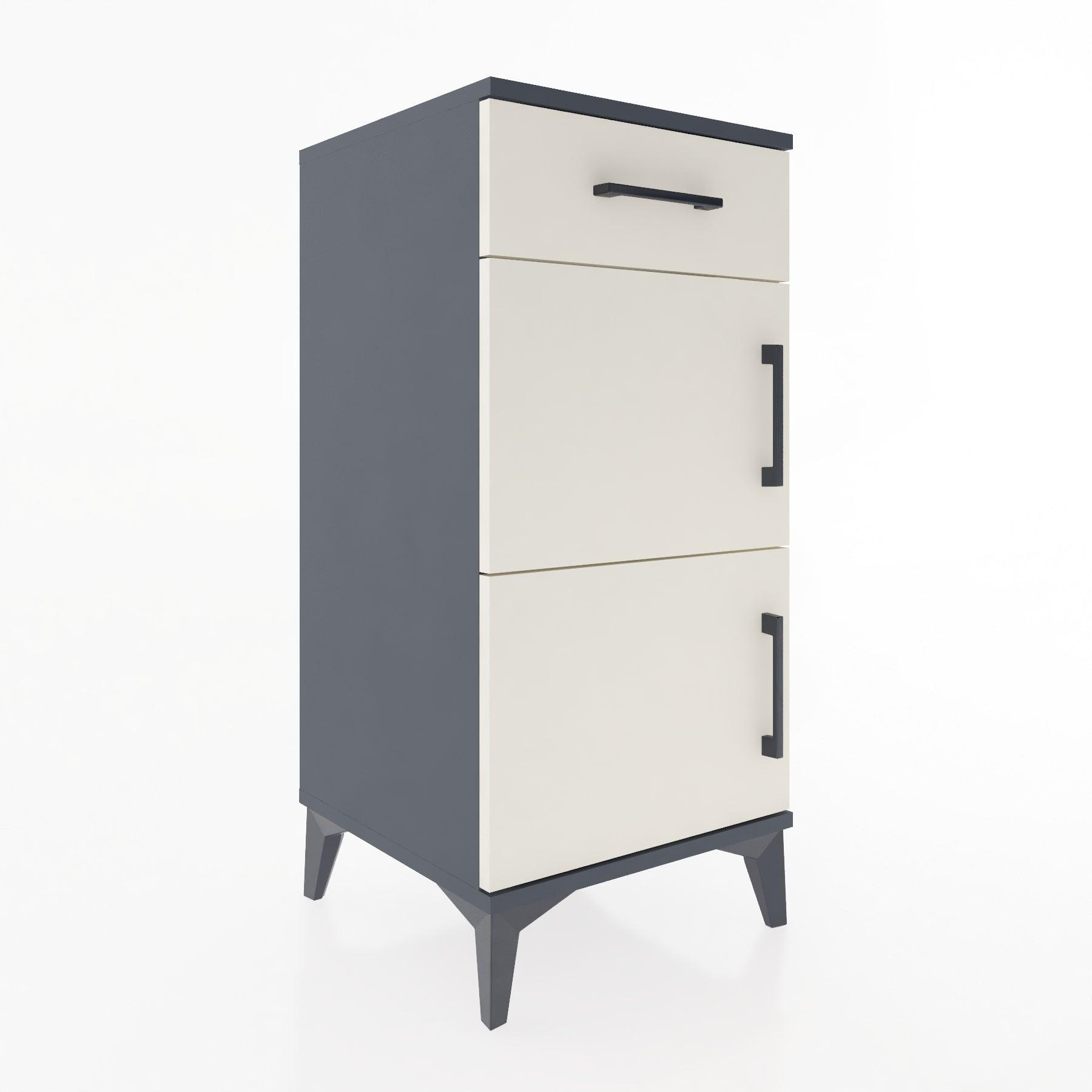 Woodntry Modular Nightstand Anthracite 44x44x84 cm with Cover and Drawer KC40-2