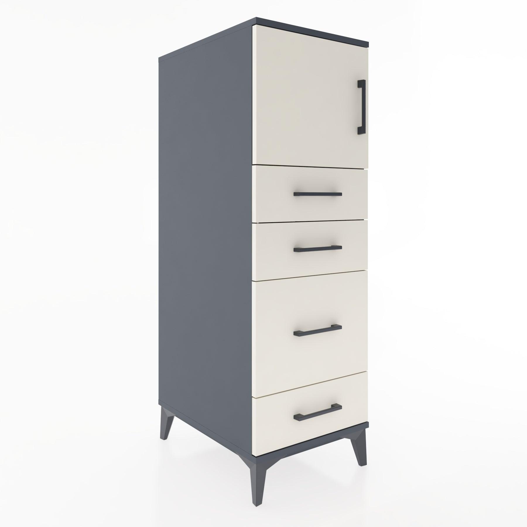 Woodntry Modular Cabinet Anthracite 44x30x122 cm with Doors and Drawers KC18-2